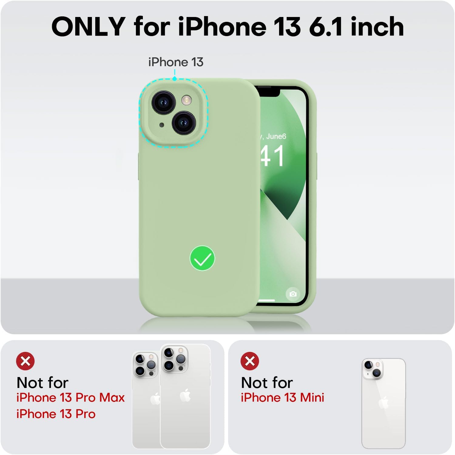 Vooii Compatible with iPhone 13 Case, Liquid Silicone Upgrade [Camera Protection] [Soft Anti-Scratch Microfiber Lining] Shockproof Phone Case for iPhone 13 6.1 inch - Matcha · v2