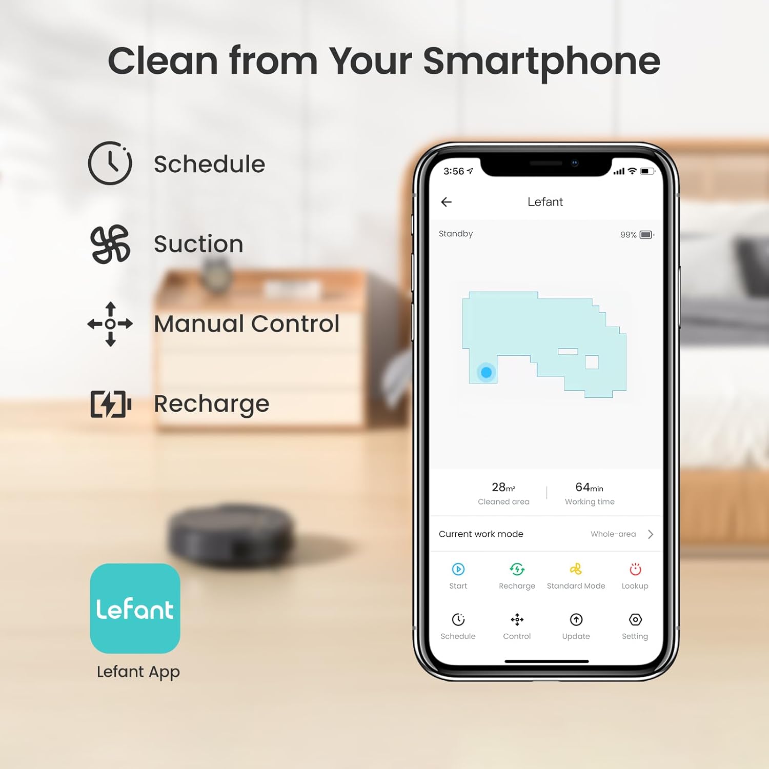 Lefant Robot Vacuums, 2200Pa Suction, 120 Min Runtime, WiFi/App/Alexa Control, Anti-Collision/Drop Sensor, Self-Charging Robotic Vacuum Cleaner, Slim, Quiet, Ideal for Pet Hair, Hard Floor (M210 Pro) · v2