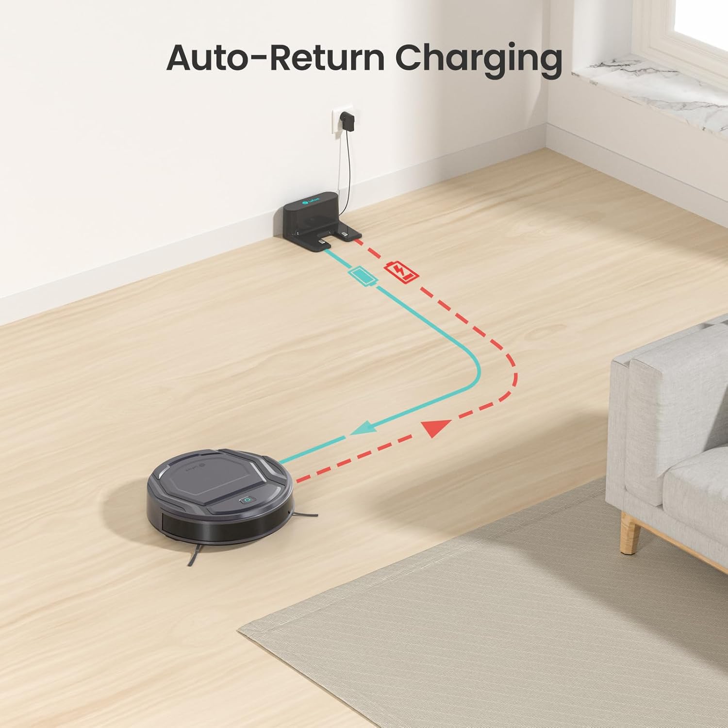 Lefant Robot Vacuums, 2200Pa Suction, 120 Min Runtime, WiFi/App/Alexa Control, Anti-Collision/Drop Sensor, Self-Charging Robotic Vacuum Cleaner, Slim, Quiet, Ideal for Pet Hair, Hard Floor (M210 Pro) · v2