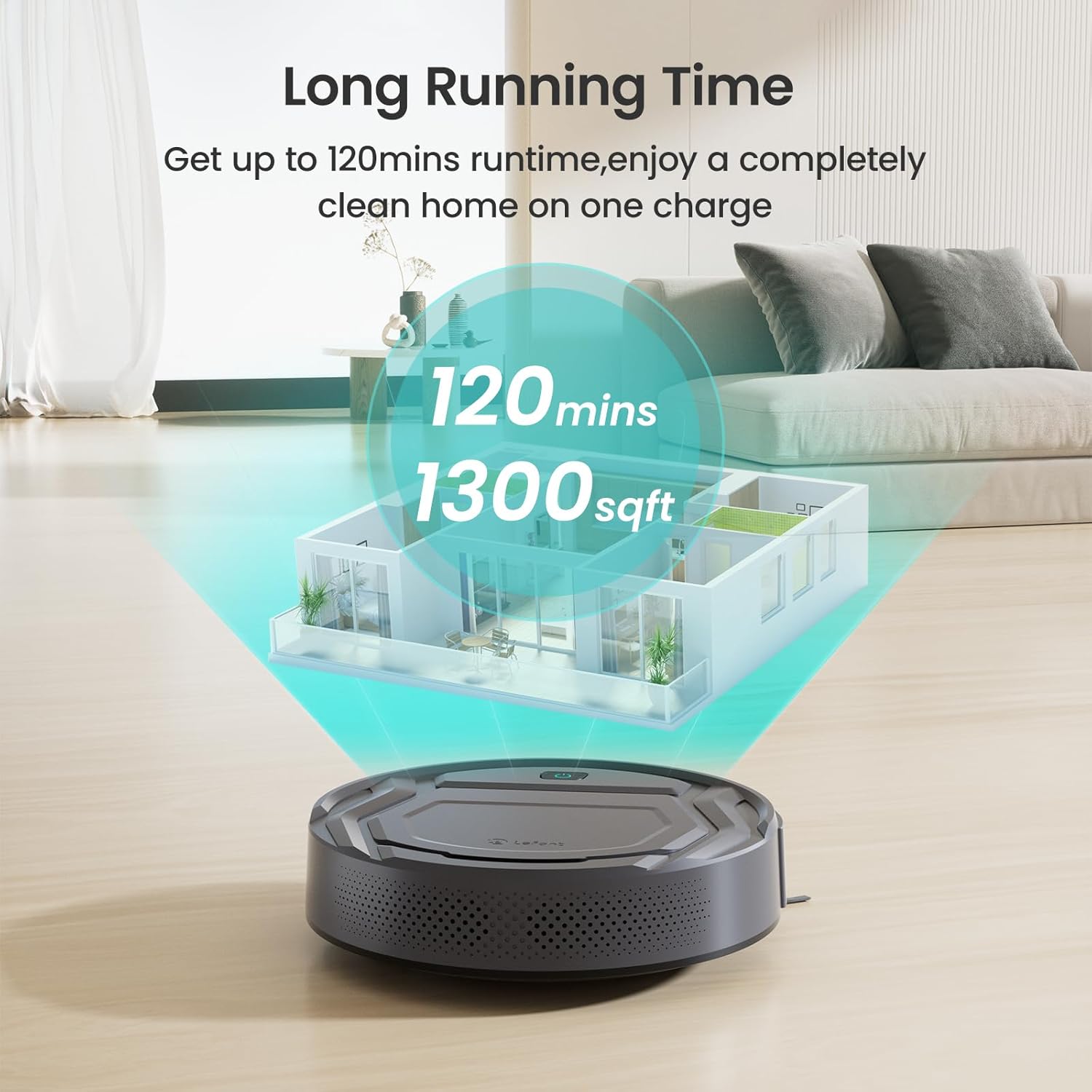 Lefant Robot Vacuums, 2200Pa Suction, 120 Min Runtime, WiFi/App/Alexa Control, Anti-Collision/Drop Sensor, Self-Charging Robotic Vacuum Cleaner, Slim, Quiet, Ideal for Pet Hair, Hard Floor (M210 Pro) · v2