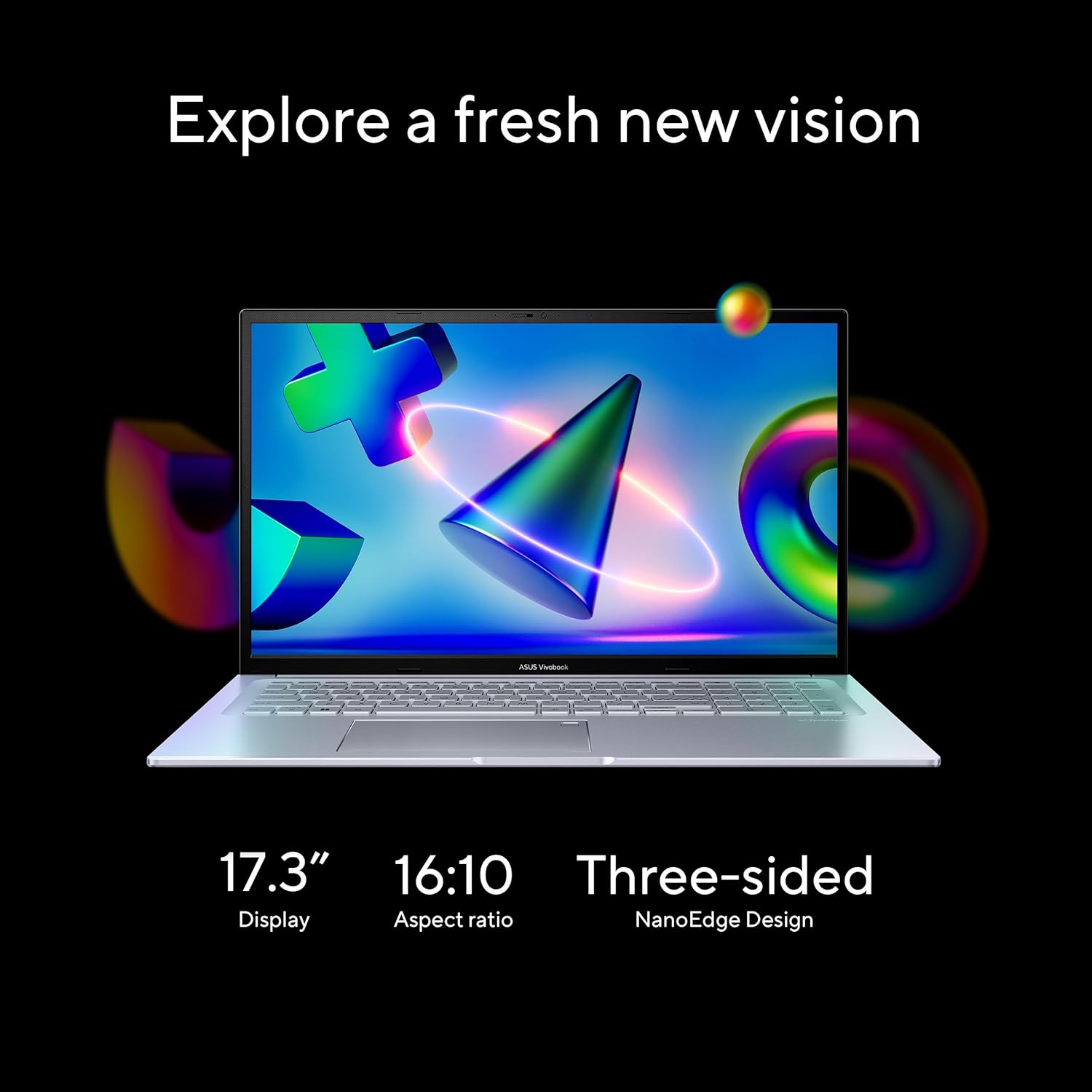 ASUS : 2023 Vivobook 17X Laptop, 17.3” FHD Display, Intel Core i9-13900H CPU, 16GB RAM, 1TB SSD, Windows 11 Home, Transparent Silver, K3704VA-DH96-S · v4