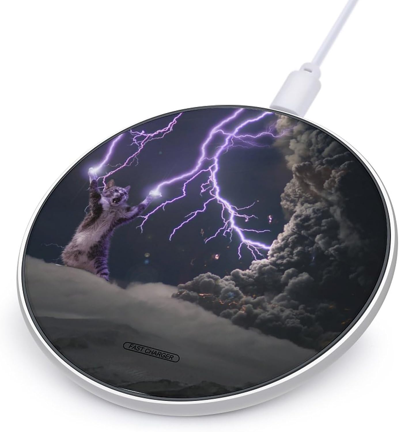 Chargeur sans fil Thunderbolt Kitty Cat. Station de recharge portable compatible avec tous les smartphones