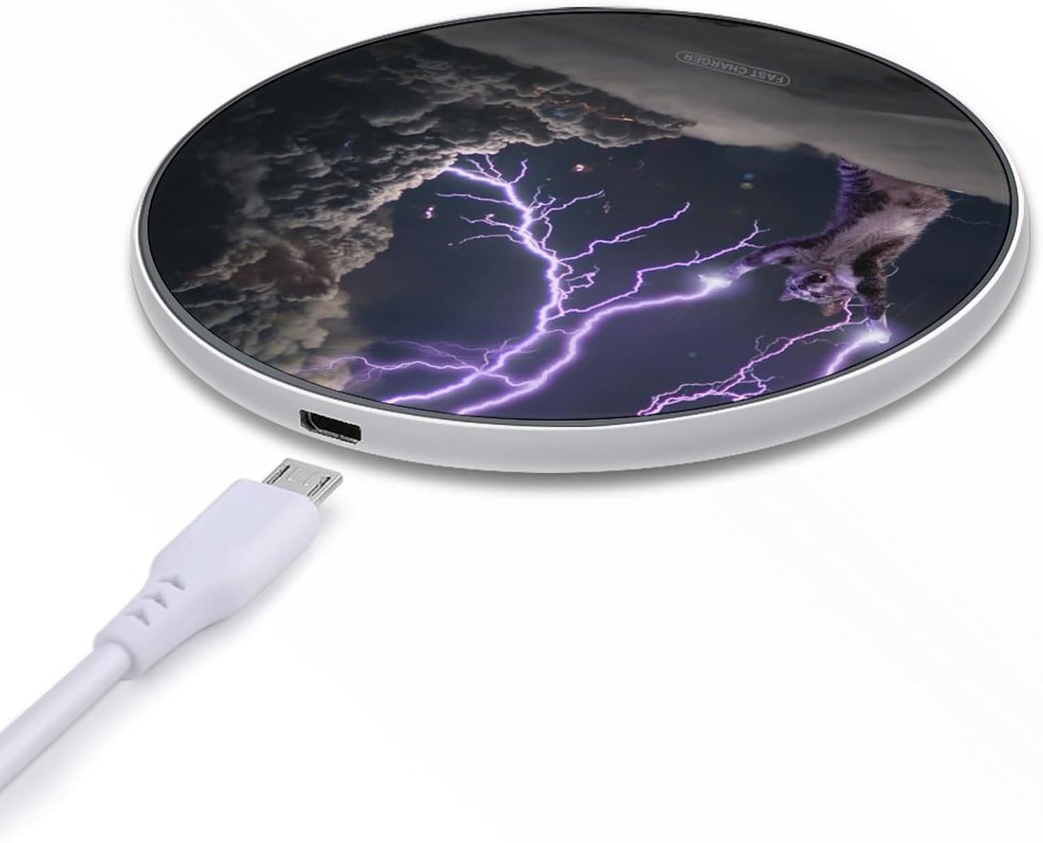 Chargeur sans fil Thunderbolt Kitty Cat. Station de recharge portable compatible avec tous les smartphones