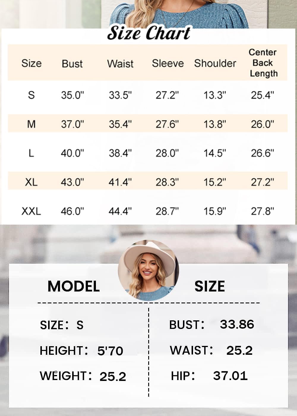 HOTOUCH Womens Knit Blouse Soft Puff Long Sleeve Shirt Tops Lightweight Round Neck Pullover Sweater S-XXL · v3