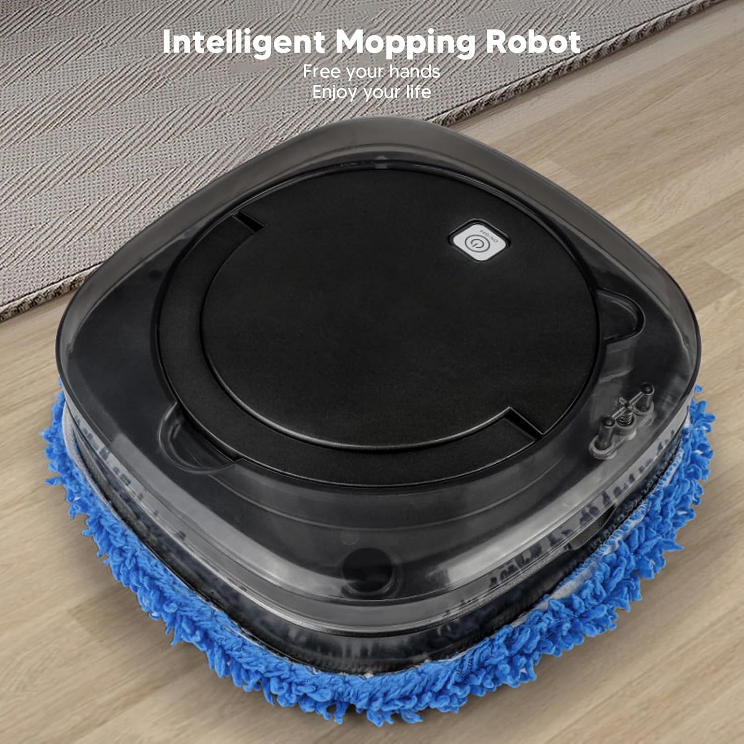HURRISE Automatic Floor Mopping Robot,Mopping Robot with Water Vacuum and Mop Cleaning Robot Black, Robotic Vacuum Cleaner for Pet Hair Hardwood Floors Carpet (Black) · v6