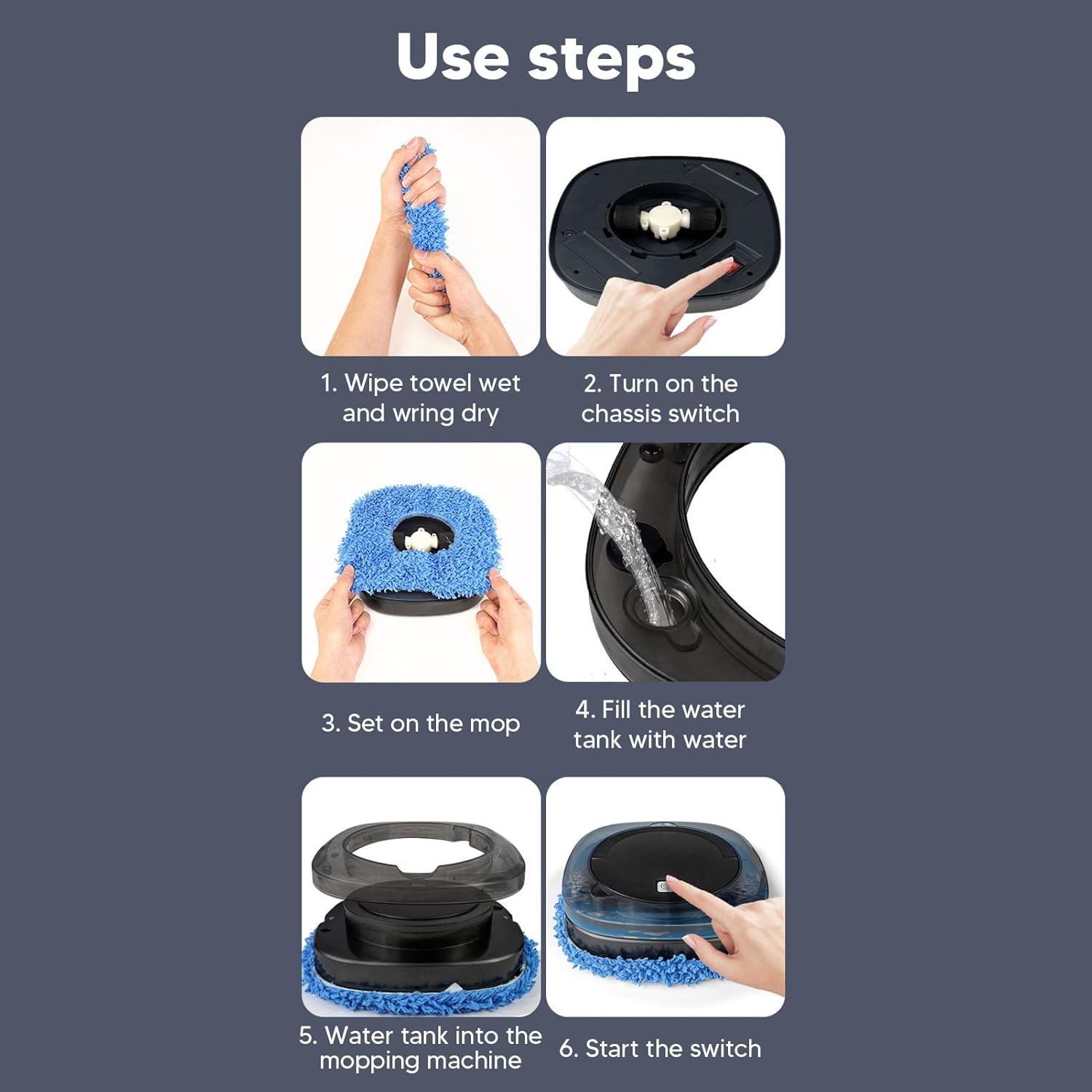 HURRISE Automatic Floor Mopping Robot,Mopping Robot with Water Vacuum and Mop Cleaning Robot Black, Robotic Vacuum Cleaner for Pet Hair Hardwood Floors Carpet (Black) · v6