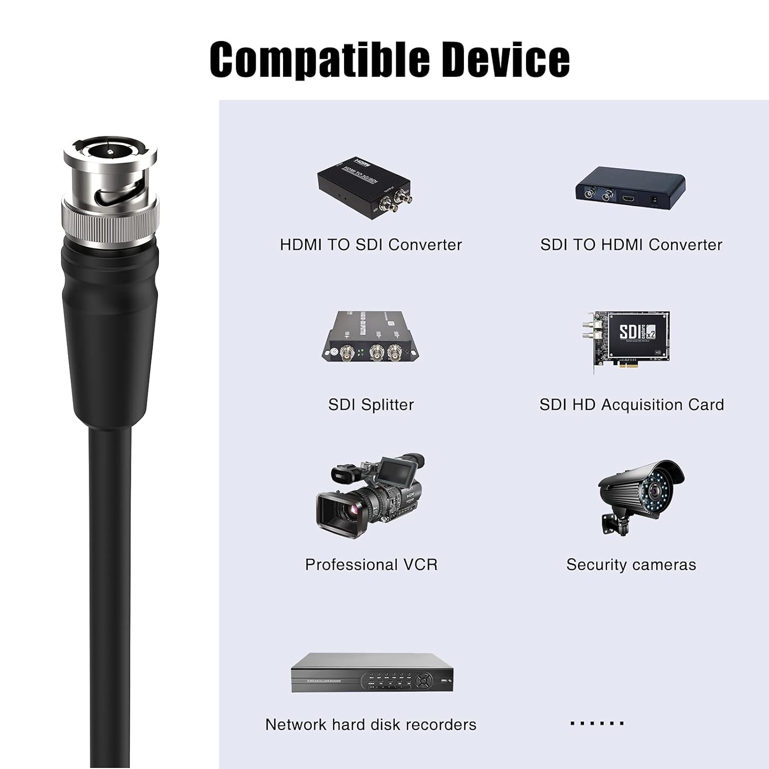 12G SDI Cable 400 ft, 4K@60Hz RG11 SDI Video Cable 75ohm BNC Cable 16AWG Supports 6G/3G-SDI/HD-SDI for Video Security Camera, Blackmagic SDI Converter