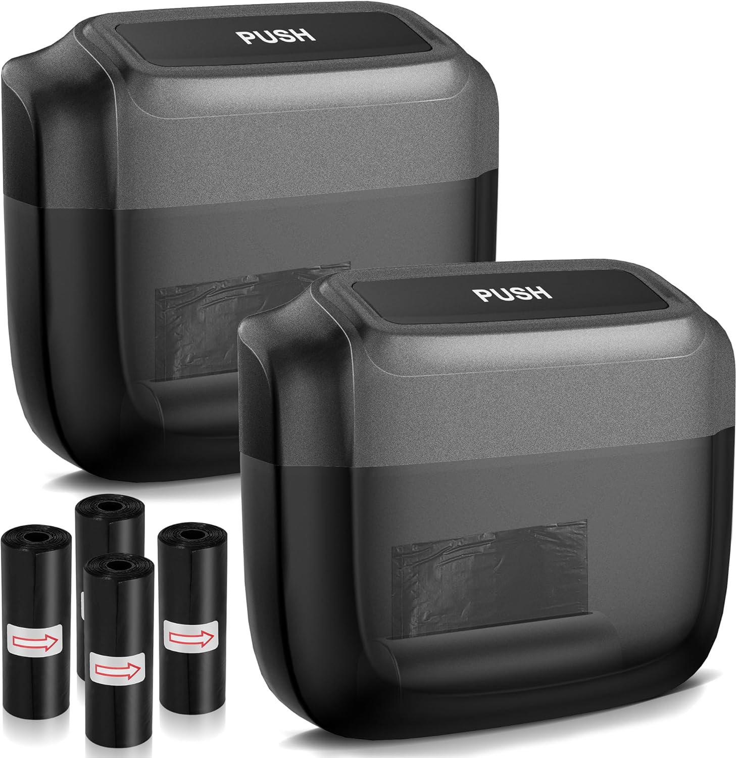 2 Packs Car Trash Can with Lid，Built-in Storage Garbage Bag，Leakproof Vehicle Trash，Car Accessories for Interior,Mini Garbage Bin for Automotive, Office, Kitchen,Bedroom，with 30pcs Trash Bags · v5