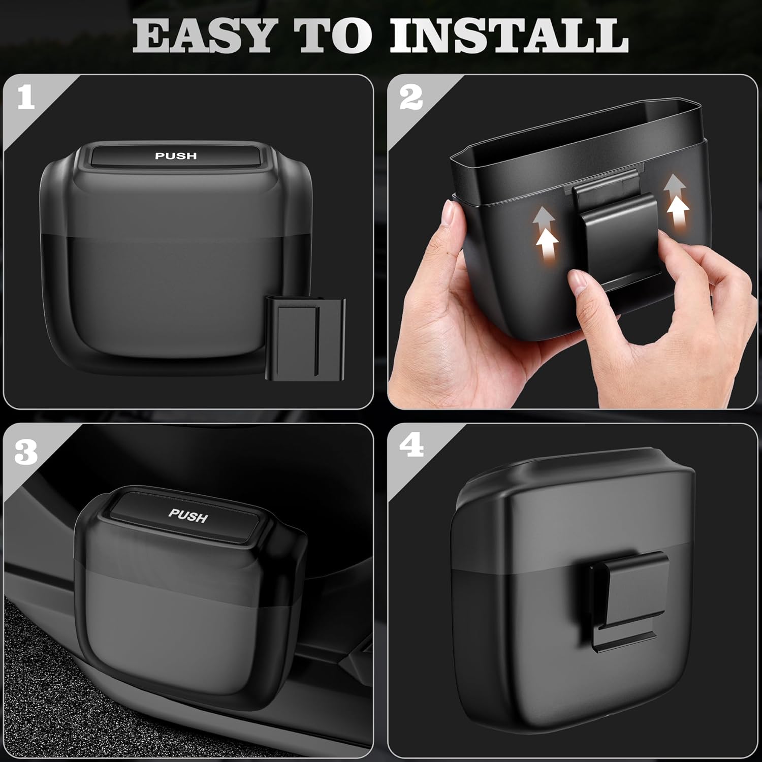 2 Packungen Auto-Mülleimer mit Deckel, integrierter Müllsack, auslaufsicherer Fahrzeugmüll, Autozubehör für den Innenraum, Mini-Mülleimer für Auto, Büro, Küche, Schlafzimmer, mit 30 Stück Müllsäcken