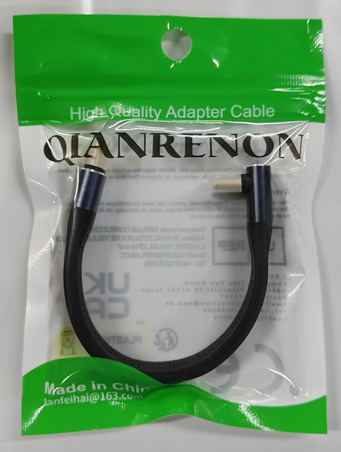 QIANRENON Câble court USB 4,0 C mâle 240 W à angle de 90°, type C, mâle, type C, charge rapide, câble de données souple 40 Gbit/s, pour smartphone Thunderbolt 3/4 Power Bank, 13 cm/5,1 pouces (courbure positive)