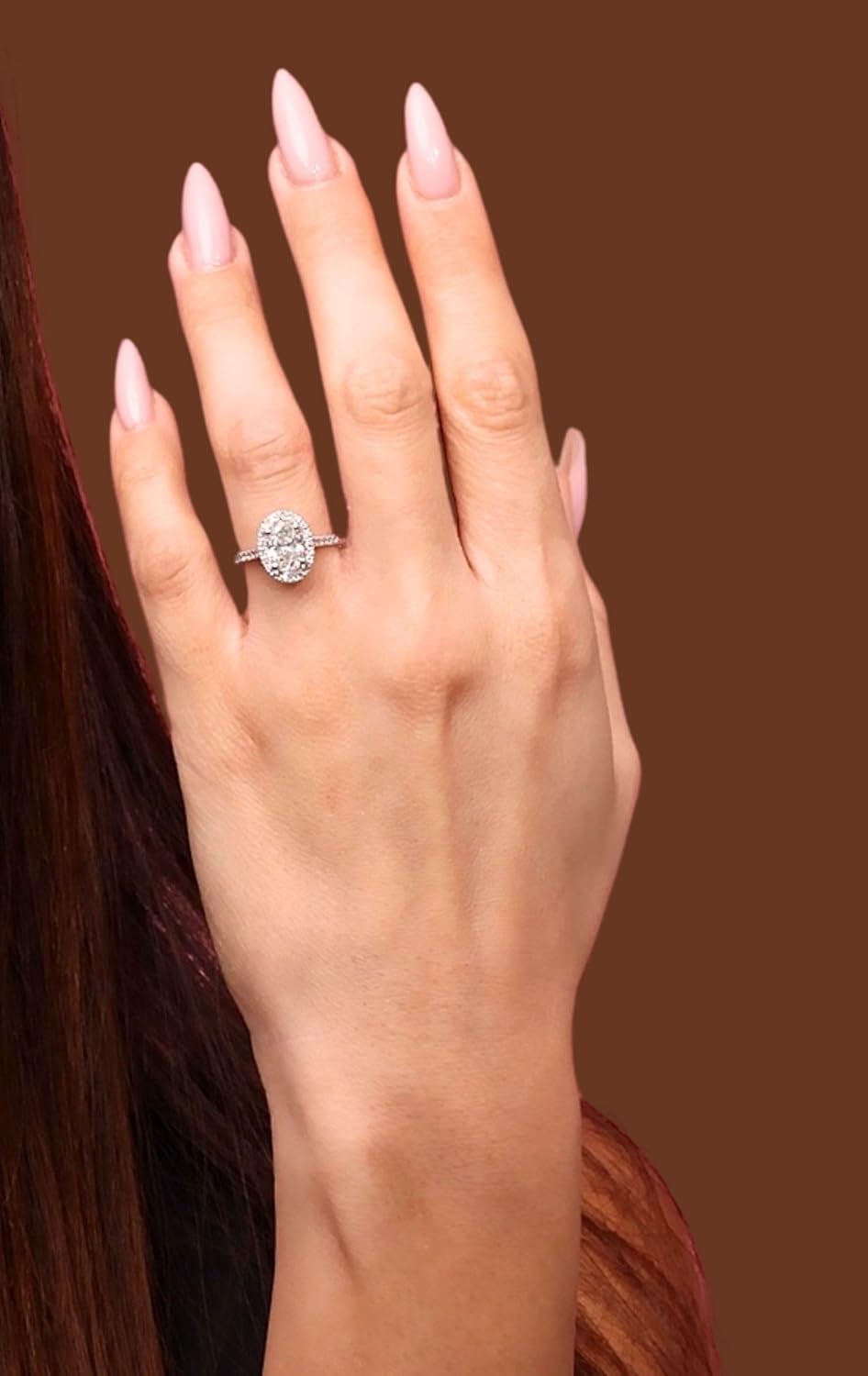 1.25-2.50 Cttw Lab-grown Diamonds and Moissanite oval cut halo engagement ring 14K White Gold (D Color VVS Clarity) Comes With Gift Box · v2