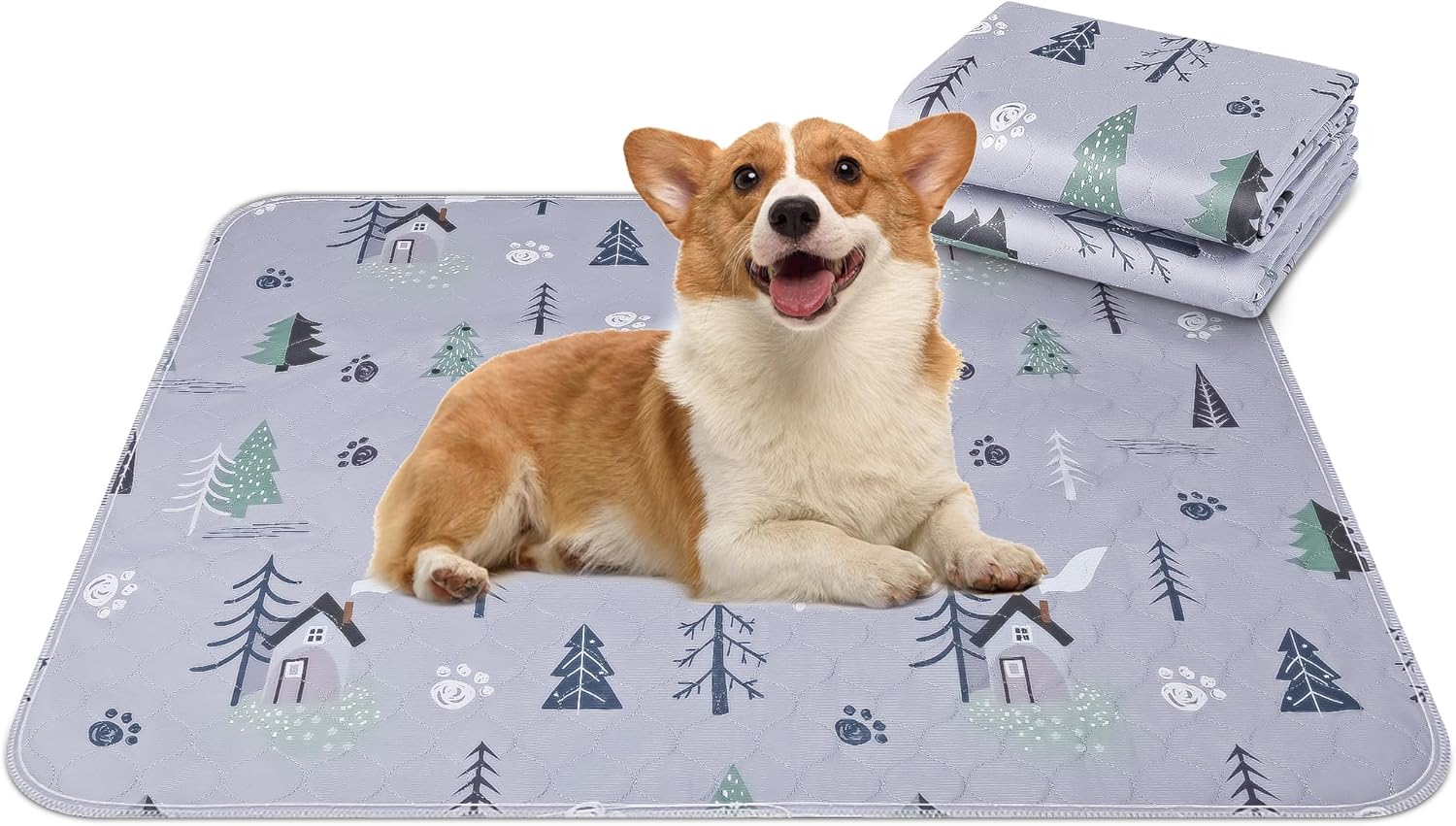 UPSKY Washable Pee Pads for Dogs, 2 Pack Reusable Puppy Pads Super Absorbent Dog Pee Pads, Waterproof Pet Potty Training Pads Leakproof Anti-Slip Whelping Pads for Crate, Playpen, 18x 24"