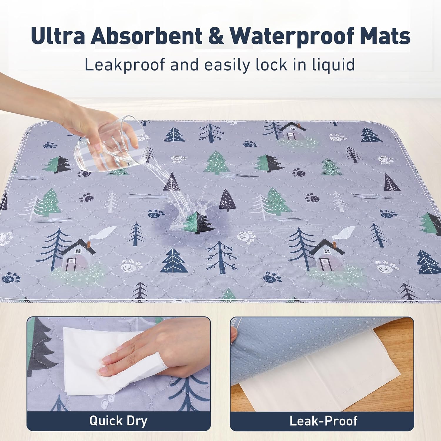 UPSKY Washable Pee Pads for Dogs, 2 Pack Reusable Puppy Pads Super Absorbent Dog Pee Pads, Waterproof Pet Potty Training Pads Leakproof Anti-Slip Whelping Pads for Crate, Playpen, 18x 24"