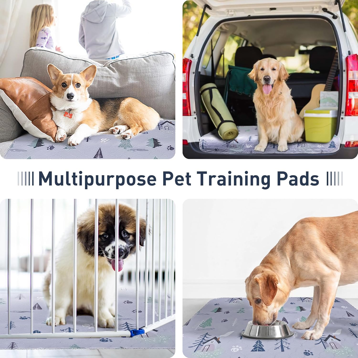 UPSKY Washable Pee Pads for Dogs, 2 Pack Reusable Puppy Pads Super Absorbent Dog Pee Pads, Waterproof Pet Potty Training Pads Leakproof Anti-Slip Whelping Pads for Crate, Playpen, 18x 24"