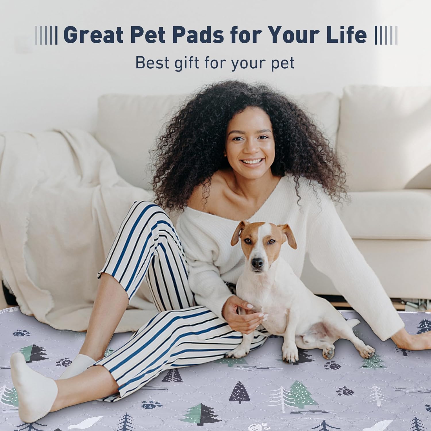 UPSKY Washable Pee Pads for Dogs, 2 Pack Reusable Puppy Pads Super Absorbent Dog Pee Pads, Waterproof Pet Potty Training Pads Leakproof Anti-Slip Whelping Pads for Crate, Playpen, 18x 24"