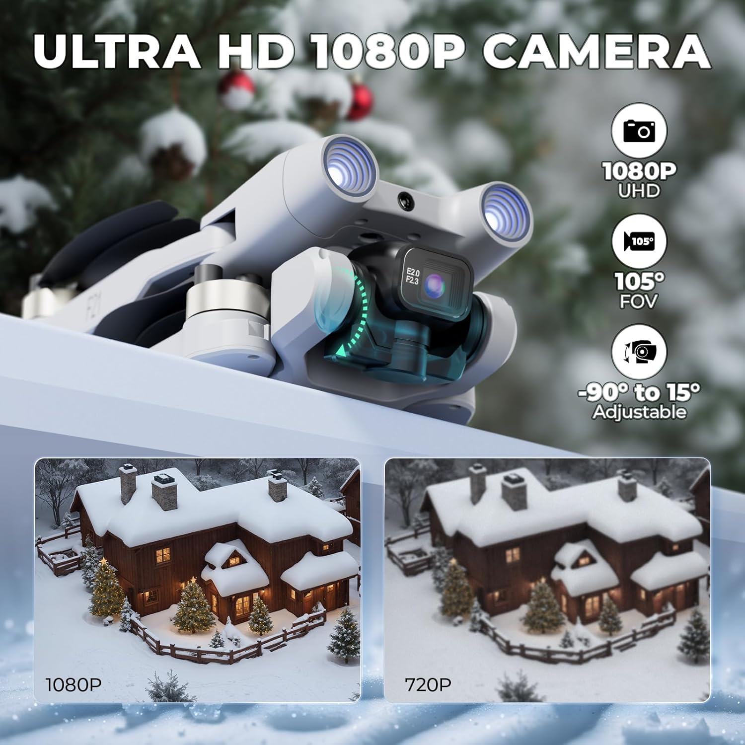 Drone quadricottero RC Contixo F21 con fotocamera 1080P, drone FPV, droni per adulti, frequenza ISM, foto 1920X1080P, ribaltamenti 3D, mantenimento dell'altitudine e selfie gestuale 100 M, FOV 60°, motore brushless