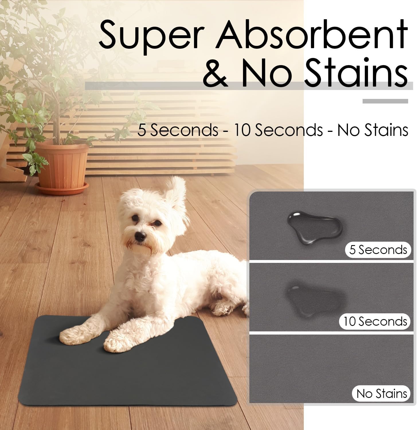 Tapis de nourriture ThinkPet pour chiens Tapis d'alimentation pour chats Tapis d'alimentation pour animaux de compagnie, bol et bol d'eau, napperon antidérapant et imperméable 15,7 x 11,8 pouces, gris