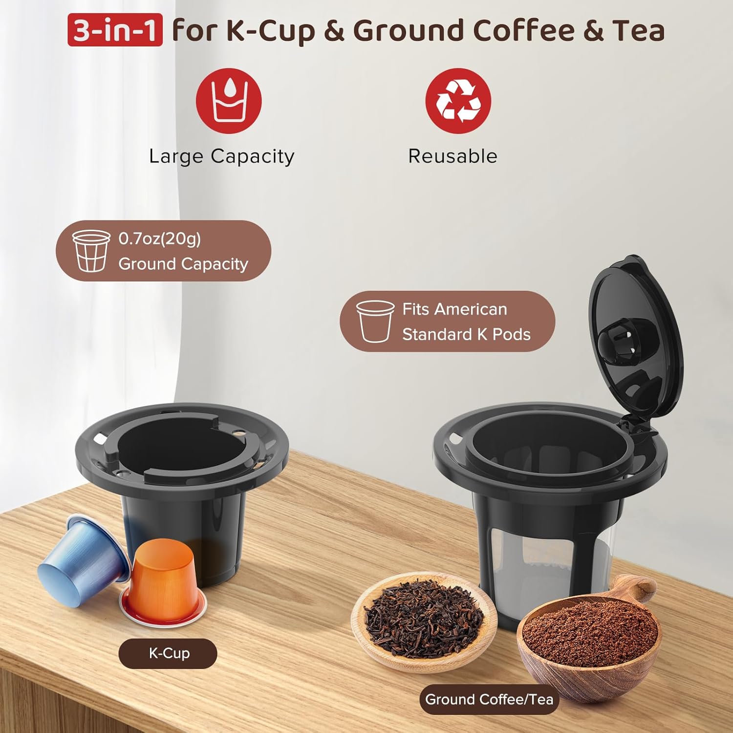 Secura Single Serve Coffee Maker for K CupGround Coffee Pods Cup Coffee Brewer with Ground Coffee Basket 12 Oz. Brew Size One Coffee Maker Capsule Coffee Machine for Travel Cup · v2