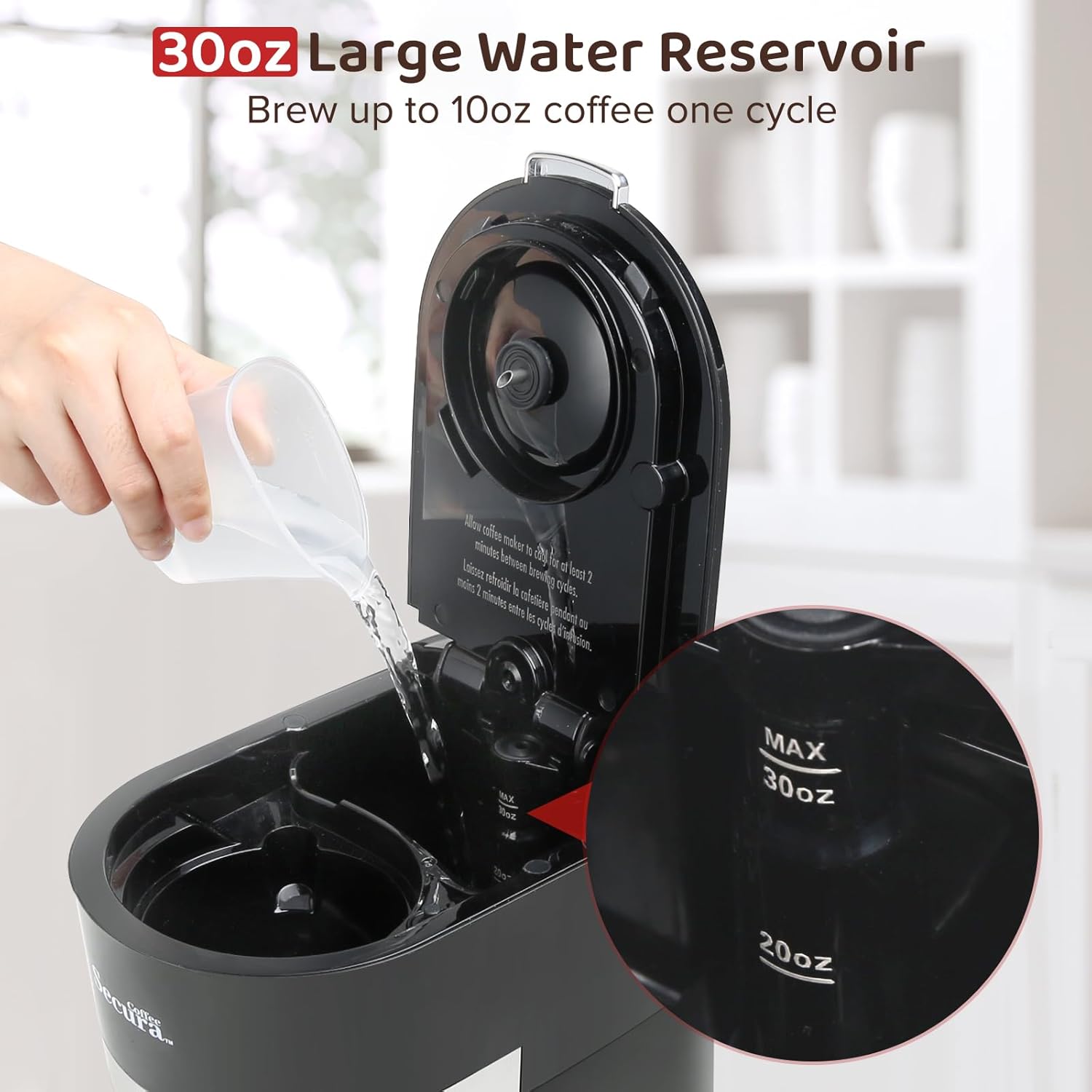 Secura Single Serve Coffee Maker for K CupGround Coffee Pods Cup Coffee Brewer with Ground Coffee Basket 12 Oz. Brew Size One Coffee Maker Capsule Coffee Machine for Travel Cup · v2