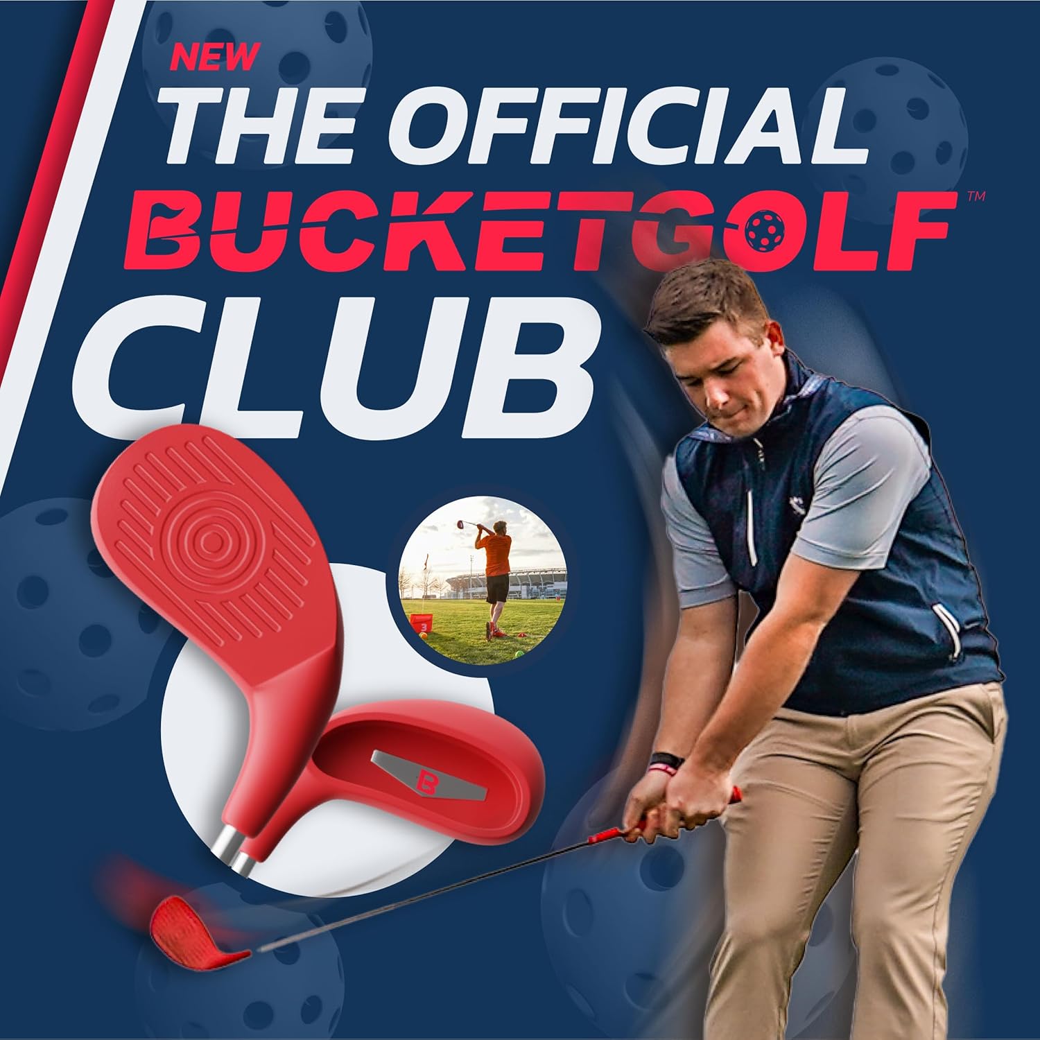 Bucketgolf Club - Backyard Outdoor Golf Club with Oversize Club Head to Play Bucketgolf, Hit Plastic Or Foam Golf Balls in Grass, Parks, Yards · v3