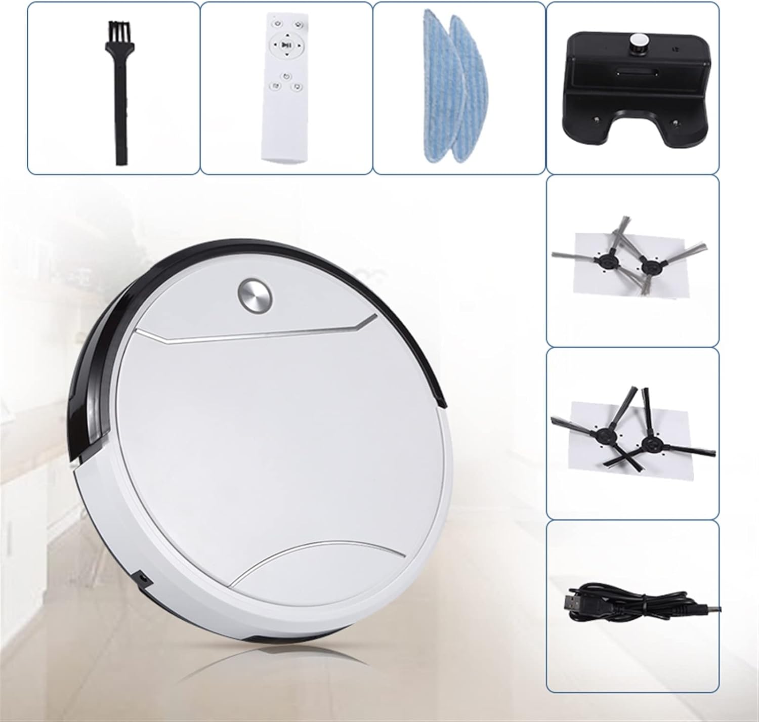 Robot mop Robot Vacuum Cleaner Automatic Charging Aspiration Drag Intelligent Home Appliance Sweeping Robot Planning Electric Sweeper (Color : White) · v5