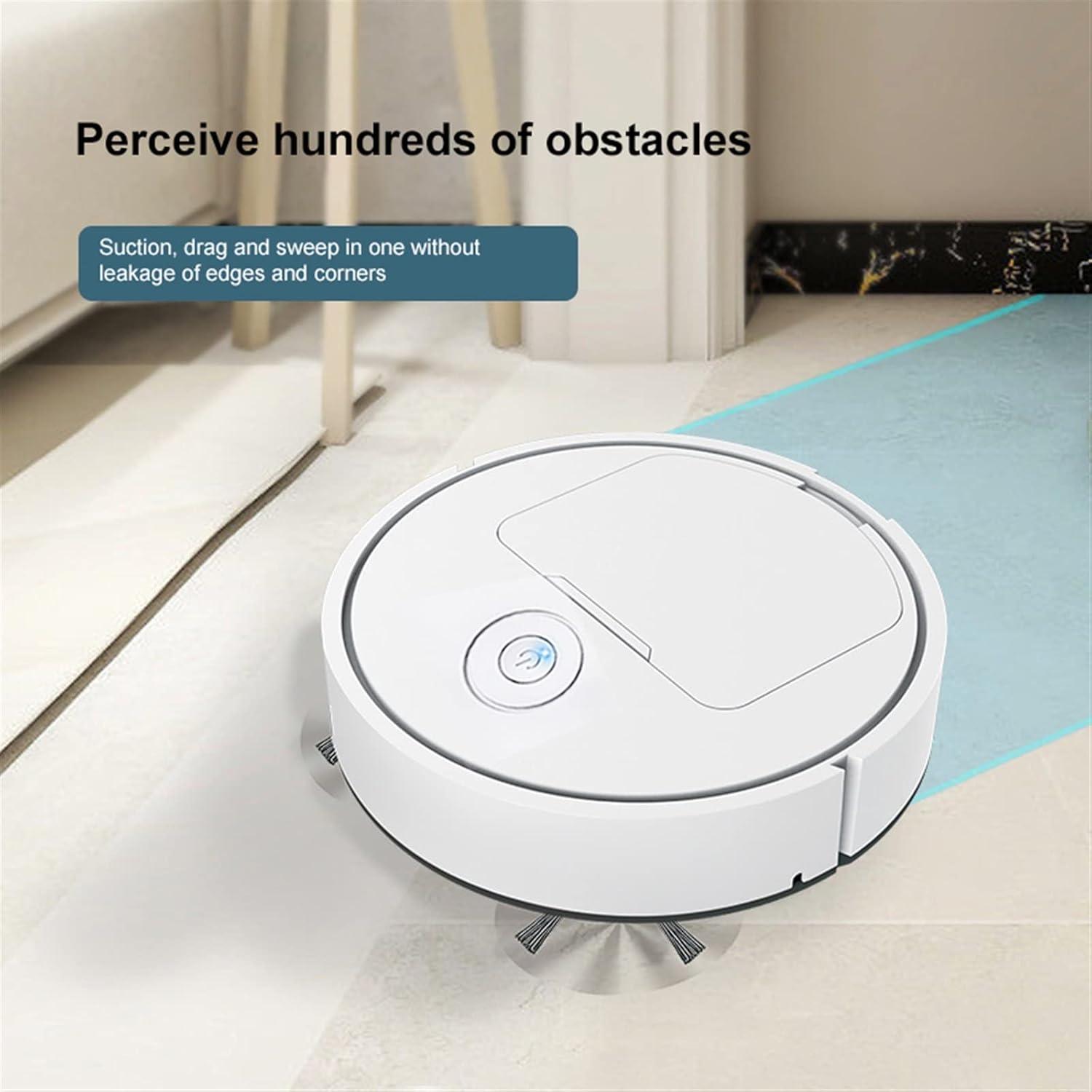 Robot mop 3 in 1 Robot Vacuum Cleaner Rechargeable Automatic Mute Smart Sweeper Cleaner Suction Dust Remover Dry Wet Mopping (Color : White Sweeper)