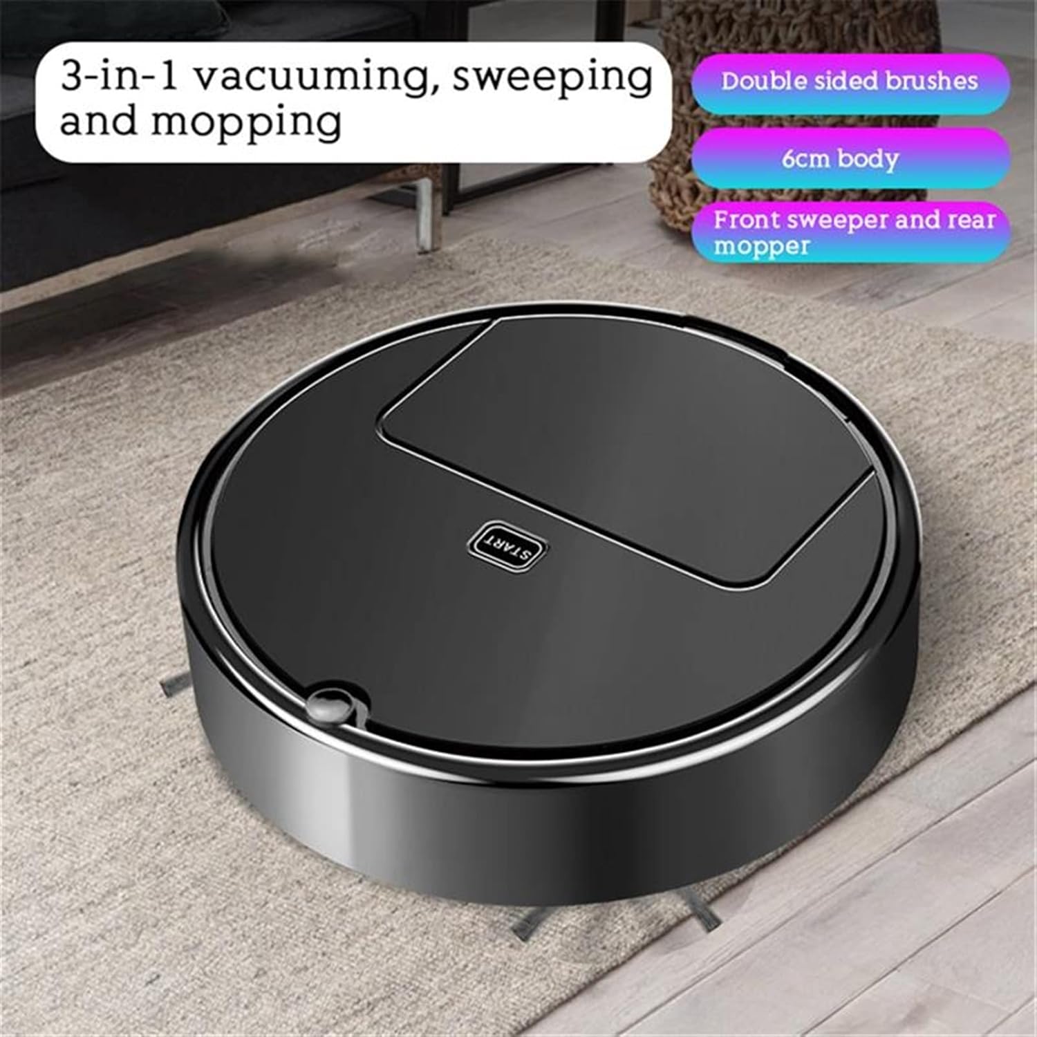Robot mop Smart Wireless Robot Vacuum Cleaner Household Sweeping Machine Automatic Recharge Cleaning Appliances Electric Sweeper (Color : As Shown)