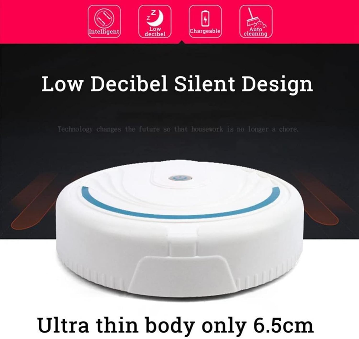 Robot mop Smart Sweeping Robot Rechargeable Household Cleaning Vacuum Cleaner 3-in-1 Automatic Induction Rotary Sweeper Vacuum Cleaner (Color : White) · v6