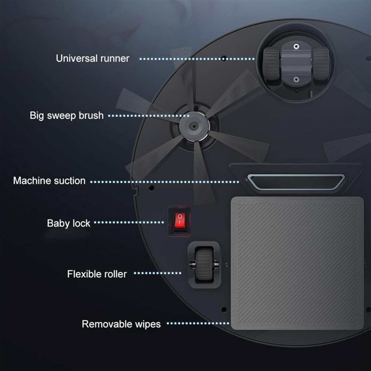 3-in-1-Roboter-Staubsauger, wiederaufladbar, automatische Stummschaltung, intelligenter Kehrmaschinenreiniger, Saug- und Staubentferner, Nasswischen, Crashschutz (Farbe: Schwarz)