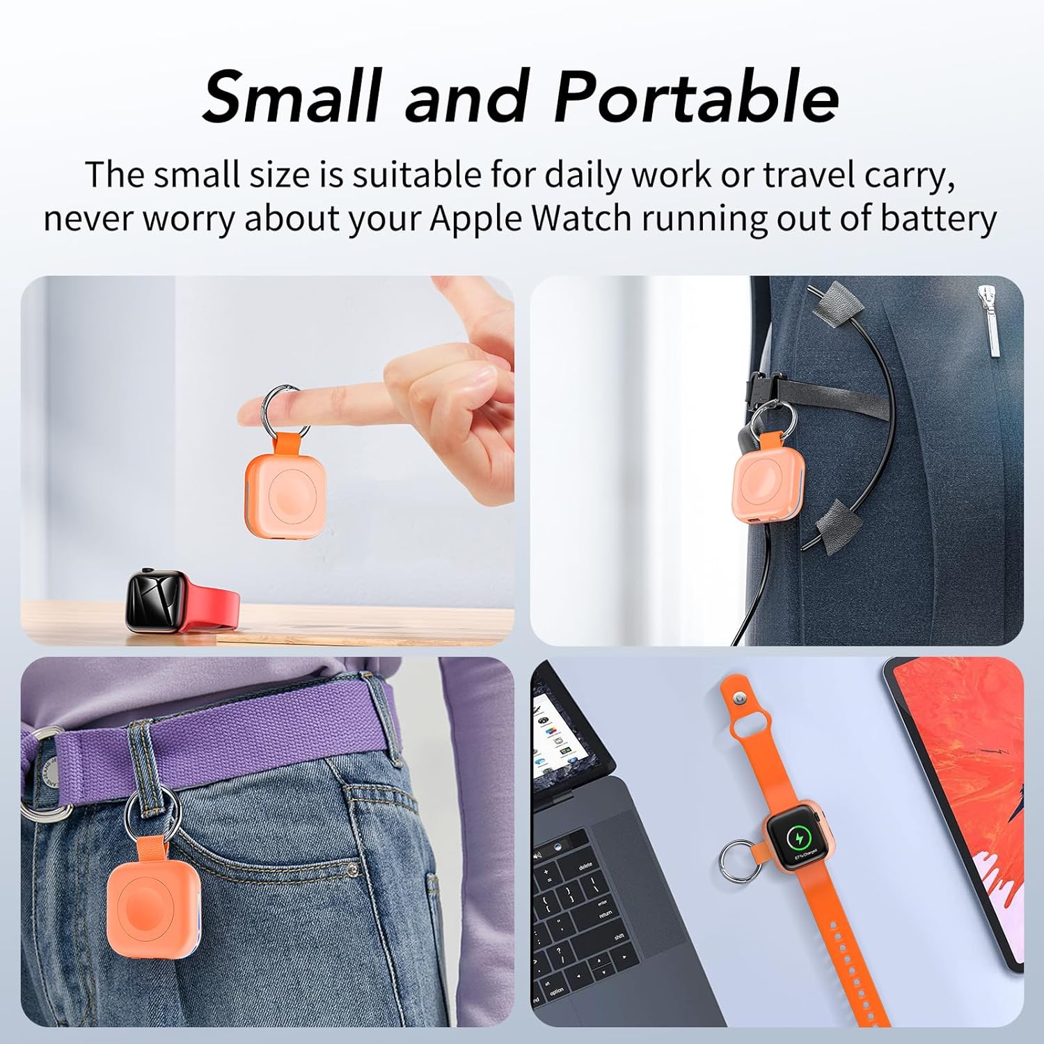 HUOTO Power Bank for Apple Watch 8,1200mAh Battery Pack Magnetic iWatch Charger Portable Travel Quick Wireless Charging with Built in Cable for Apple Watch 9/Ultra2/8/Ultra/7/6/Se/5/4/3/2/1