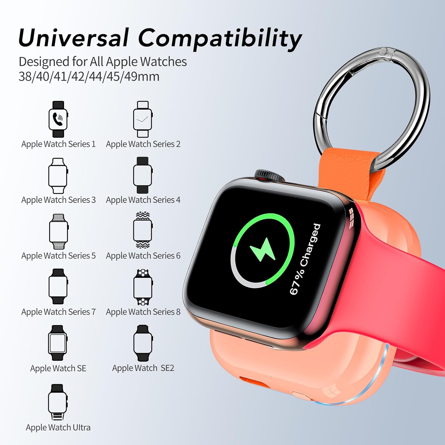 HUOTO Power Bank for Apple Watch 8,1200mAh Battery Pack Magnetic iWatch Charger Portable Travel Quick Wireless Charging with Built in Cable for Apple Watch 9/Ultra2/8/Ultra/7/6/Se/5/4/3/2/1