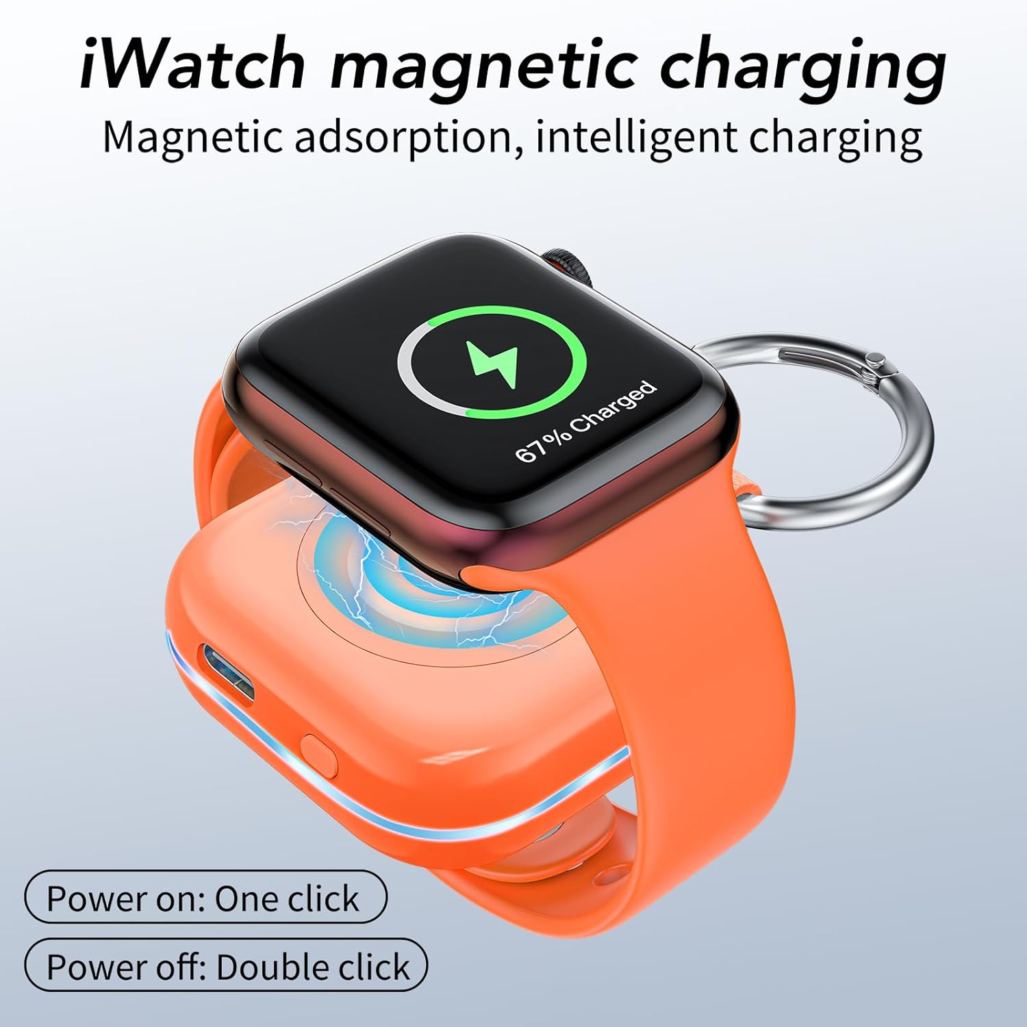 HUOTO Power Bank for Apple Watch 8,1200mAh Battery Pack Magnetic iWatch Charger Portable Travel Quick Wireless Charging with Built in Cable for Apple Watch 9/Ultra2/8/Ultra/7/6/Se/5/4/3/2/1