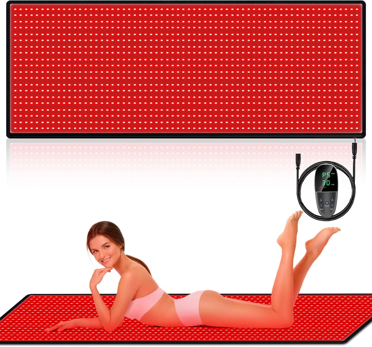 Red Light Therapy Infrared Pad: Pain Relief 1280 LEDs Large Mat for Full Body 660nm Red Light850nm Infrared Therapy Heating Wrap Body 71 * 31 Inch Big Pads for Back Neck Knee Face Infared Panel Lamp · v6