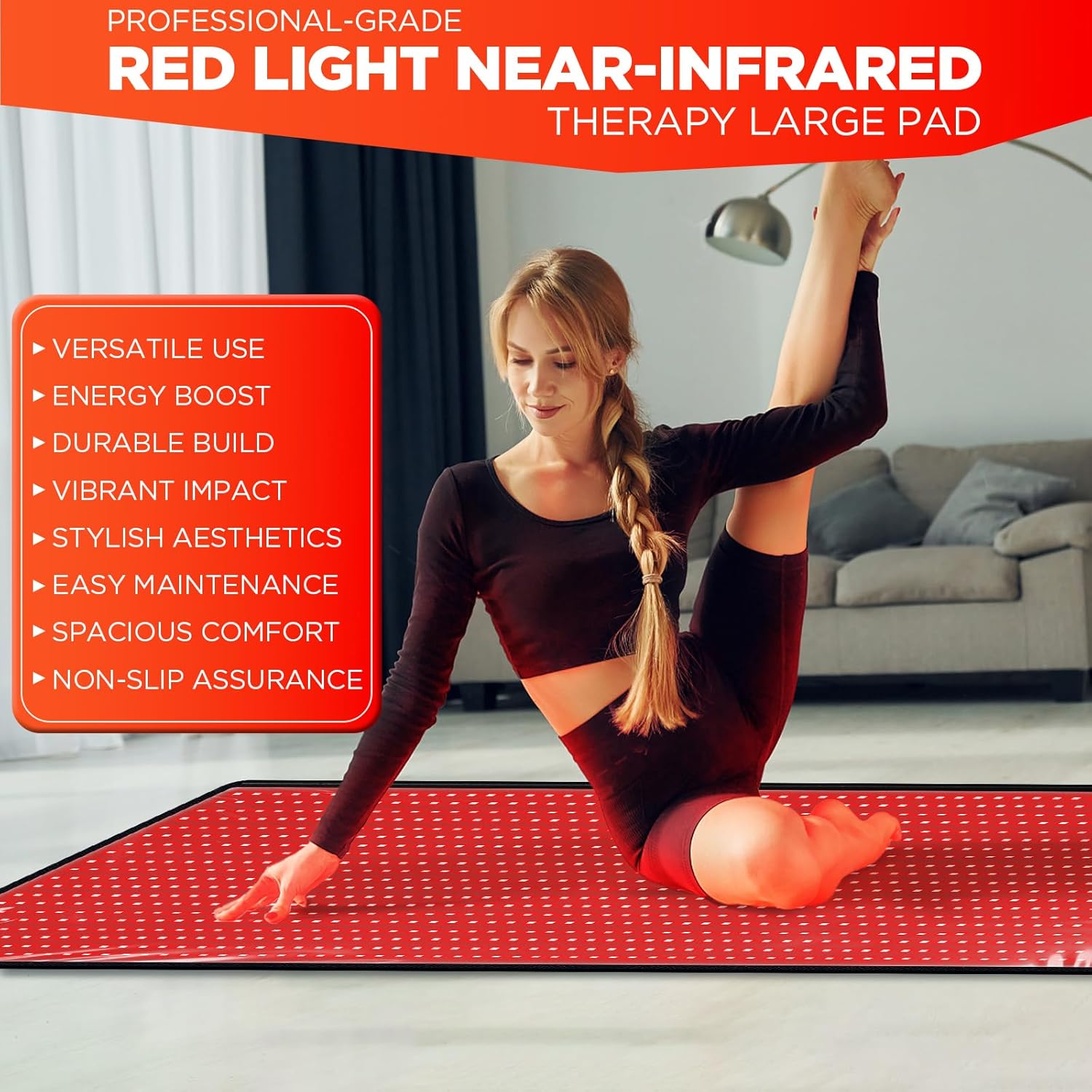 Red Light Therapy Infrared Pad: Pain Relief 1280 LEDs Large Mat for Full Body 660nm Red Light850nm Infrared Therapy Heating Wrap Body 71 * 31 Inch Big Pads for Back Neck Knee Face Infared Panel Lamp · v6