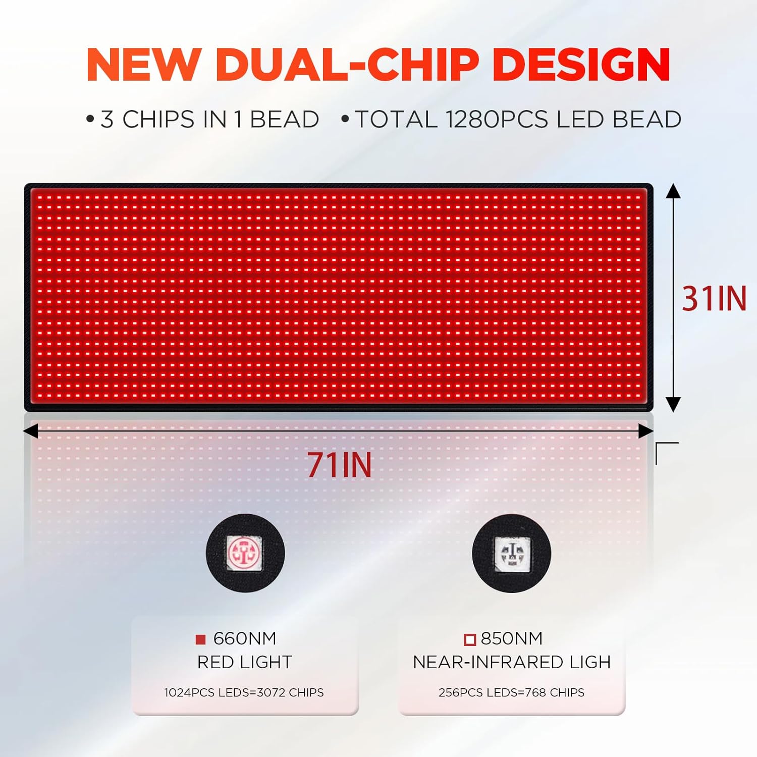 Red Light Therapy Infrared Pad: Pain Relief 1280 LEDs Large Mat for Full Body 660nm Red Light850nm Infrared Therapy Heating Wrap Body 71 * 31 Inch Big Pads for Back Neck Knee Face Infared Panel Lamp · v6