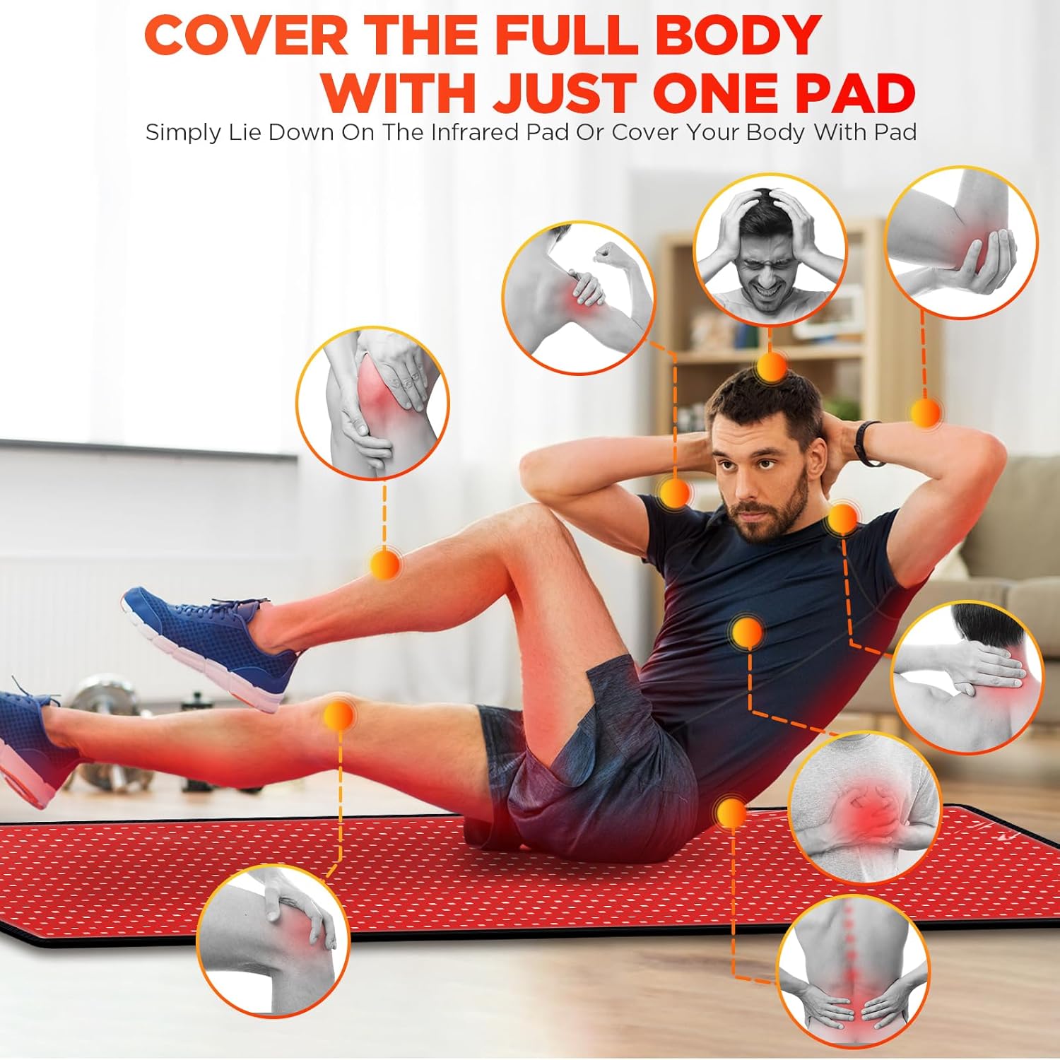 Red Light Therapy Infrared Pad: Pain Relief 1280 LEDs Large Mat for Full Body 660nm Red Light850nm Infrared Therapy Heating Wrap Body 71 * 31 Inch Big Pads for Back Neck Knee Face Infared Panel Lamp · v6