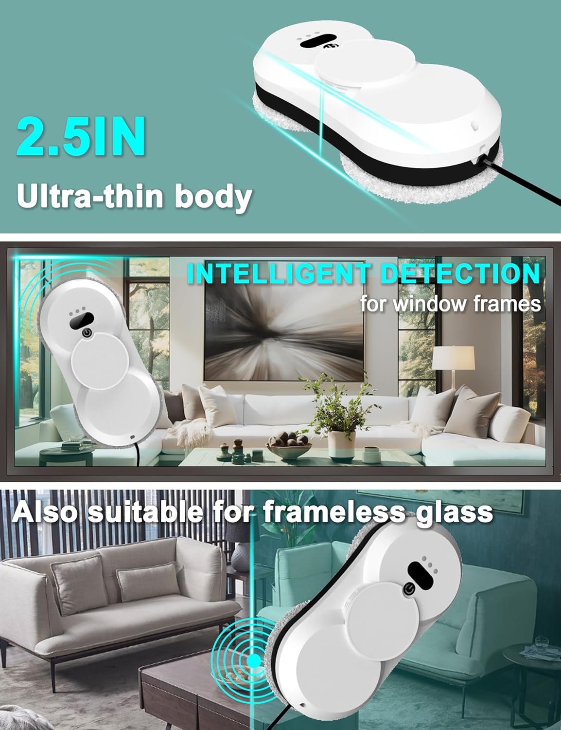 Window Cleaning Robot Window Robot Vacuum Cleaner Outdoor Window Cleaner Tool Window Cleaner Robot with Dual Spray HCR-18 Window Vacuum Robot Window Cleaner · v3