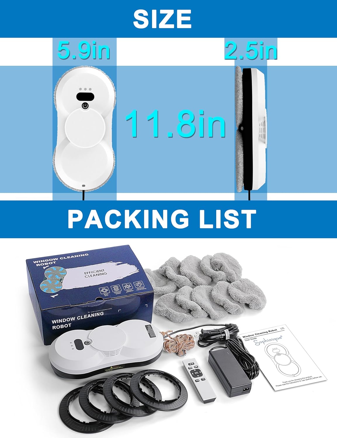 Window Cleaning Robot Window Robot Vacuum Cleaner Outdoor Window Cleaner Tool Window Cleaner Robot with Dual Spray HCR-18 Window Vacuum Robot Window Cleaner · v3