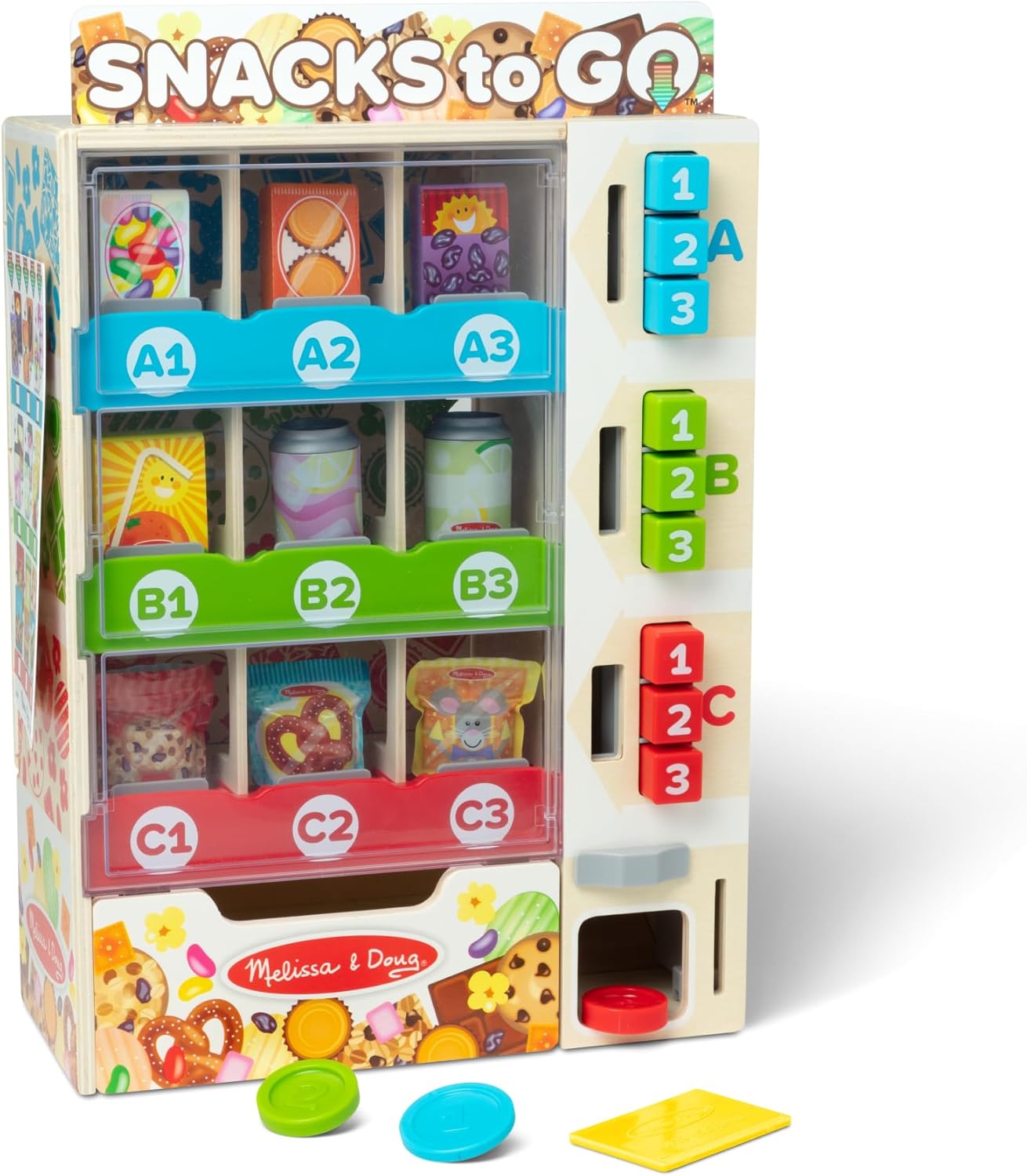 Melissa  Doug Sort, Stock, Select Wooden Vending Machine Play Set, Wooden Toy Play Food for Boys and for Girls 3 · v4