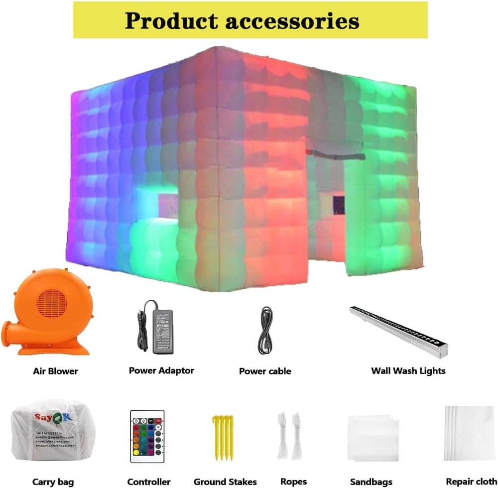 16FT Inflatable Club Night Party Tent with LED Light and Blower Adjustable to Multiple Colors Inflatable Night Club Tent for Adults · v5