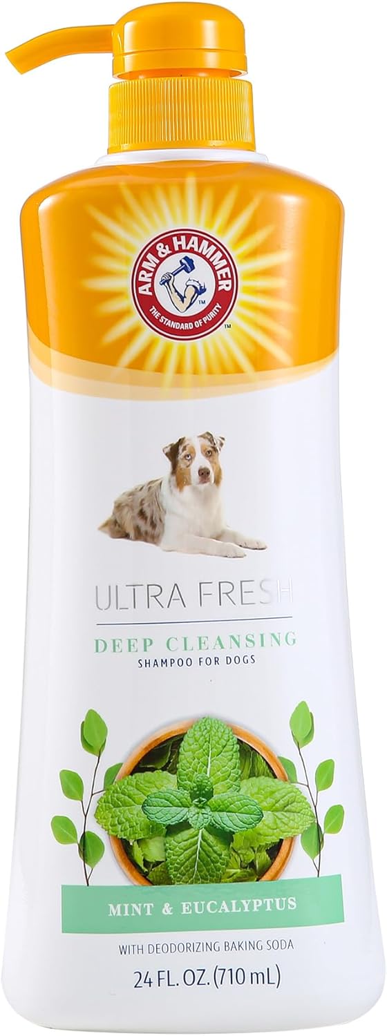 Arm Hammer for Pets แชมพูทำความสะอาดสุนัขแบบล้ำลึก Ultra Fresh ผสมชาร์โคลและโรสแมรี่ ขนาดคุ้ม 24 ออนซ์ | ผลิตภัณฑ์อาบน้ำและตัดแต่งขนสุนัขที่มีกลิ่นหอม น้ำยาอาบน้ำสุนัข แชมพูลูกสุนัข แชมพูสัตว์เลี้ยง