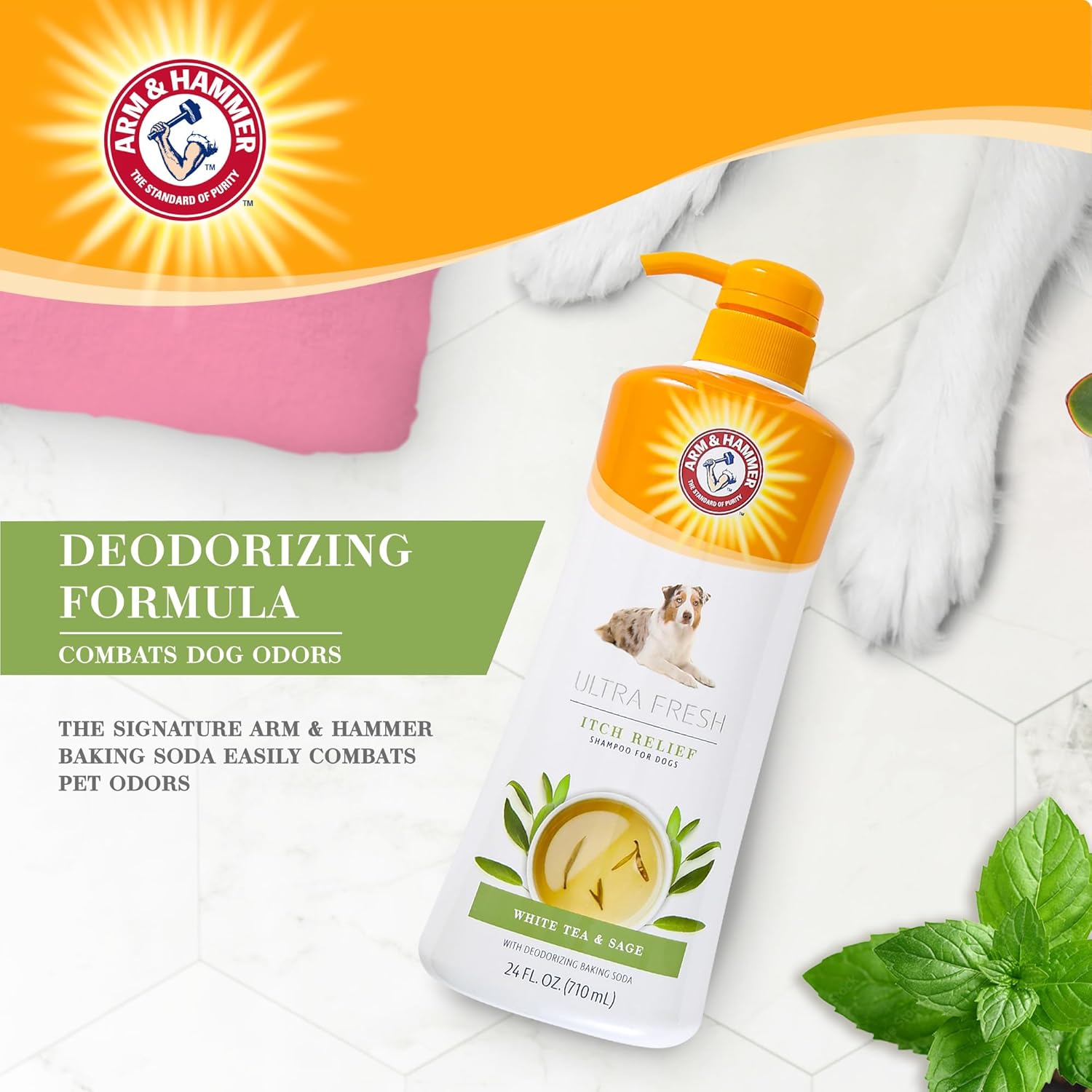 Arm  Hammer for Pets Ultra Fresh Itch Relief Shampoo with Oatmeal amp; Aloe Value Size with Pump 24oz | Great Smelling Dog Grooming Supplies, Dog Bathing Supplies, Dog Wash, Puppy Shampoo, Pet Shampoo · v2