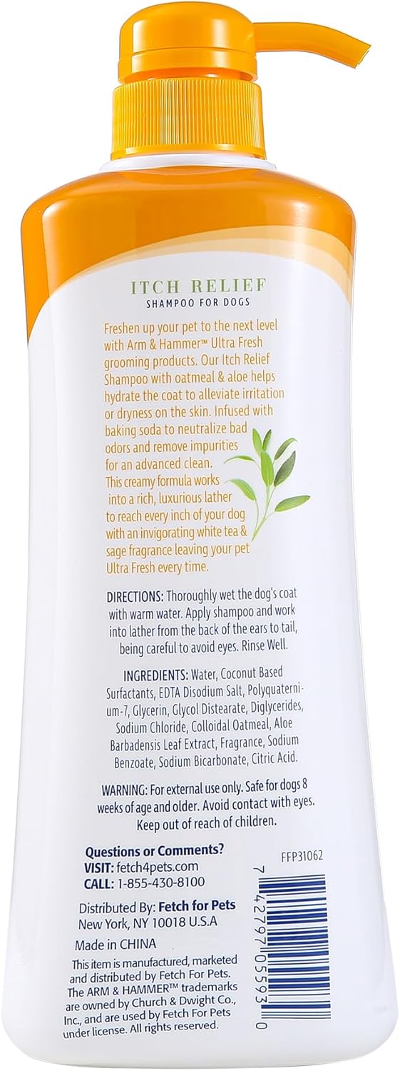 Arm  Hammer for Pets Ultra Fresh Itch Relief Shampoo with Oatmeal amp; Aloe Value Size with Pump 24oz | Great Smelling Dog Grooming Supplies, Dog Bathing Supplies, Dog Wash, Puppy Shampoo, Pet Shampoo · v2