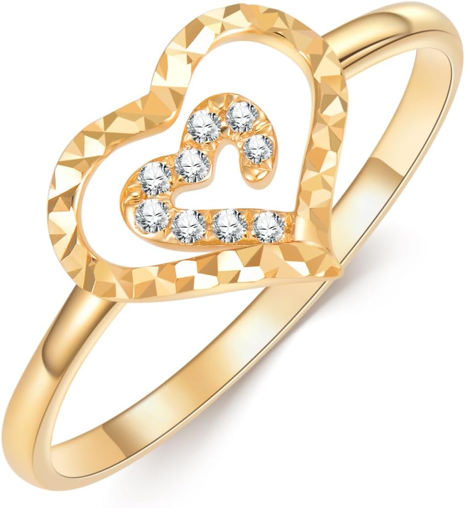Nhẫn trái tim kim cương vàng 14K Silwan dành cho phụ nữ, nhẫn cưới đính hôn kim cương hình trái tim bằng vàng nguyên khối Quà tặng trang sức cao cấp cho mẹ vợ bạn gái
