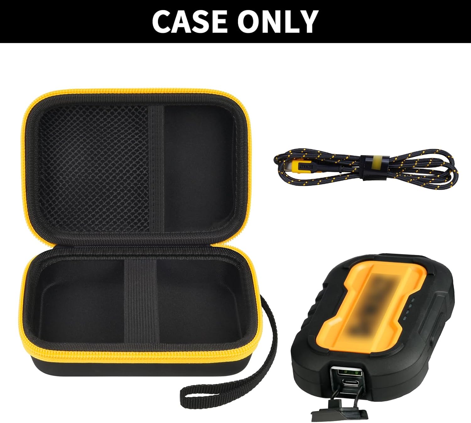 Étui compatible avec DeWalt Powerbank 10 000 mAh/pour batterie externe magnétique 5 000 mAh, support de rangement pour chargeur de batterie, housse de transport pour batterie externe avec sac en filet pour câble USB (boîte uniquement)