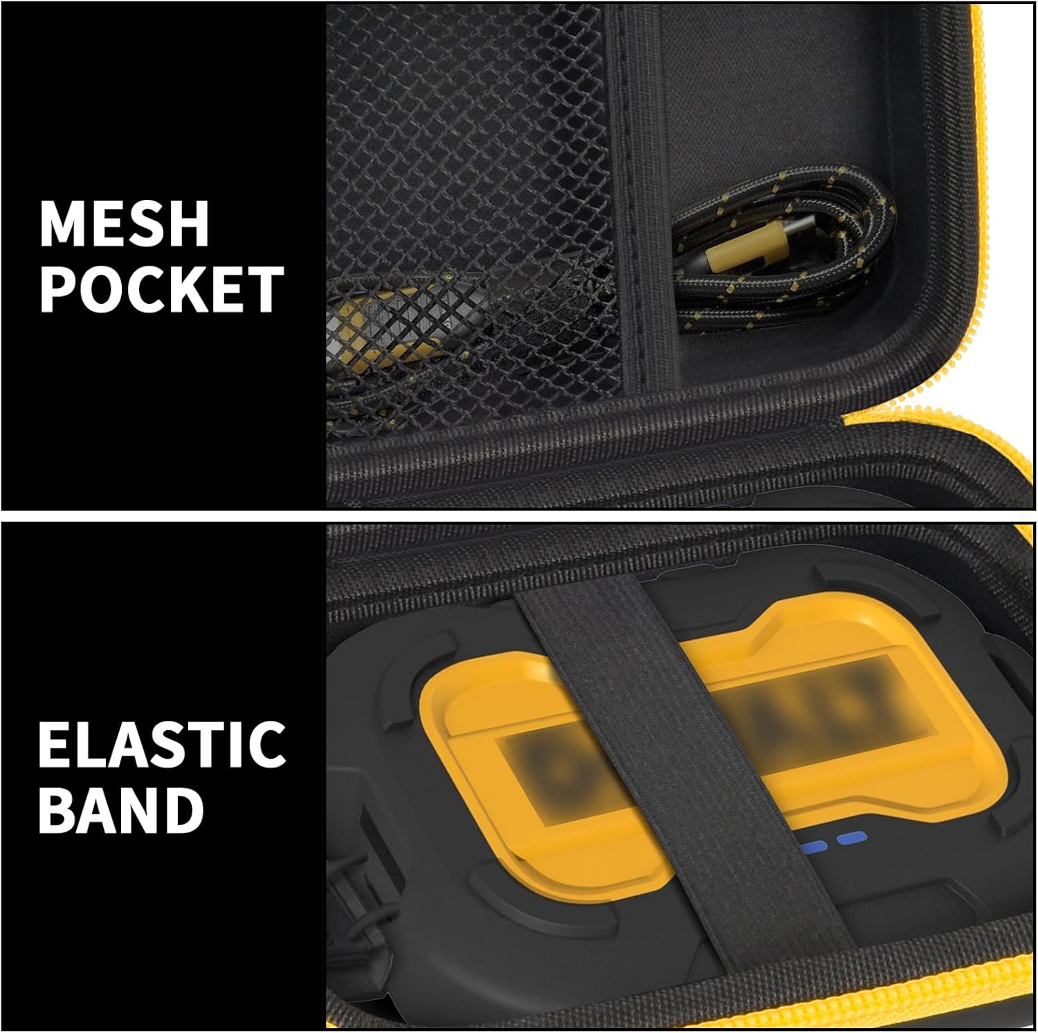 Étui compatible avec DeWalt Powerbank 10 000 mAh/pour batterie externe magnétique 5 000 mAh, support de rangement pour chargeur de batterie, housse de transport pour batterie externe avec sac en filet pour câble USB (boîte uniquement)