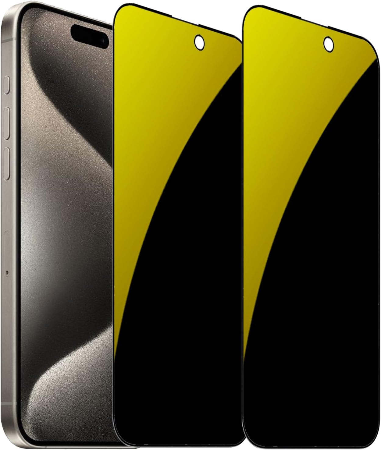 2 Pack Anti-Blue Privacy Tempered Glass for iPhone 15 Pro Mirror Anti-Spy Screen Protector Anti-Peeping Film Electroplated Gold 6.1 inch