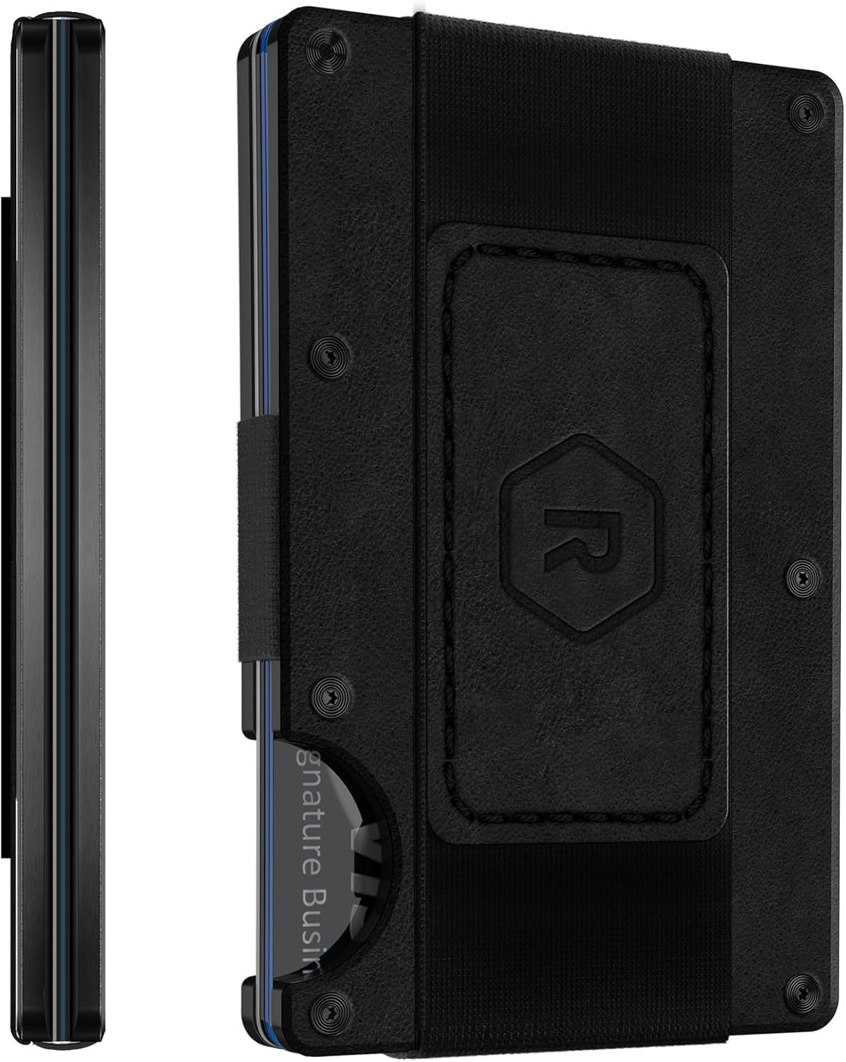 Portfel Ridge dla mężczyzn, skórzany portfel na karty dla mężczyzn z paskiem gotówkowym - minimalistyczna estetyka, mieści do 12 kart, sejf RFID, bloki czytniki chipów (Midnight Black)