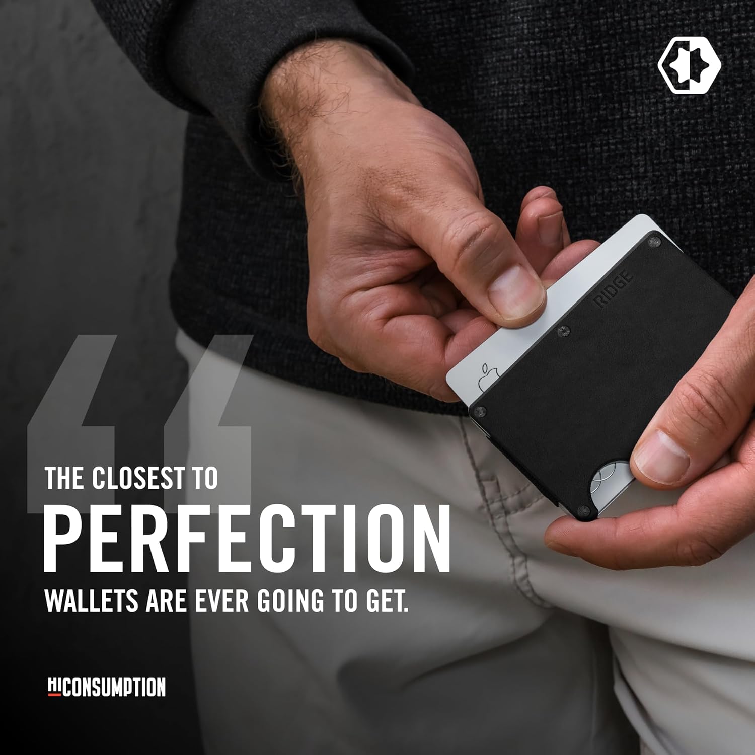 The Ridge Wallet For Men, Leather Card Wallet For Men With Cash Strap- Minimalist Aesthetics, Holds up to 12 Cards, RFID Safe, Blocks Chip Readers (Midnight Black) · v5