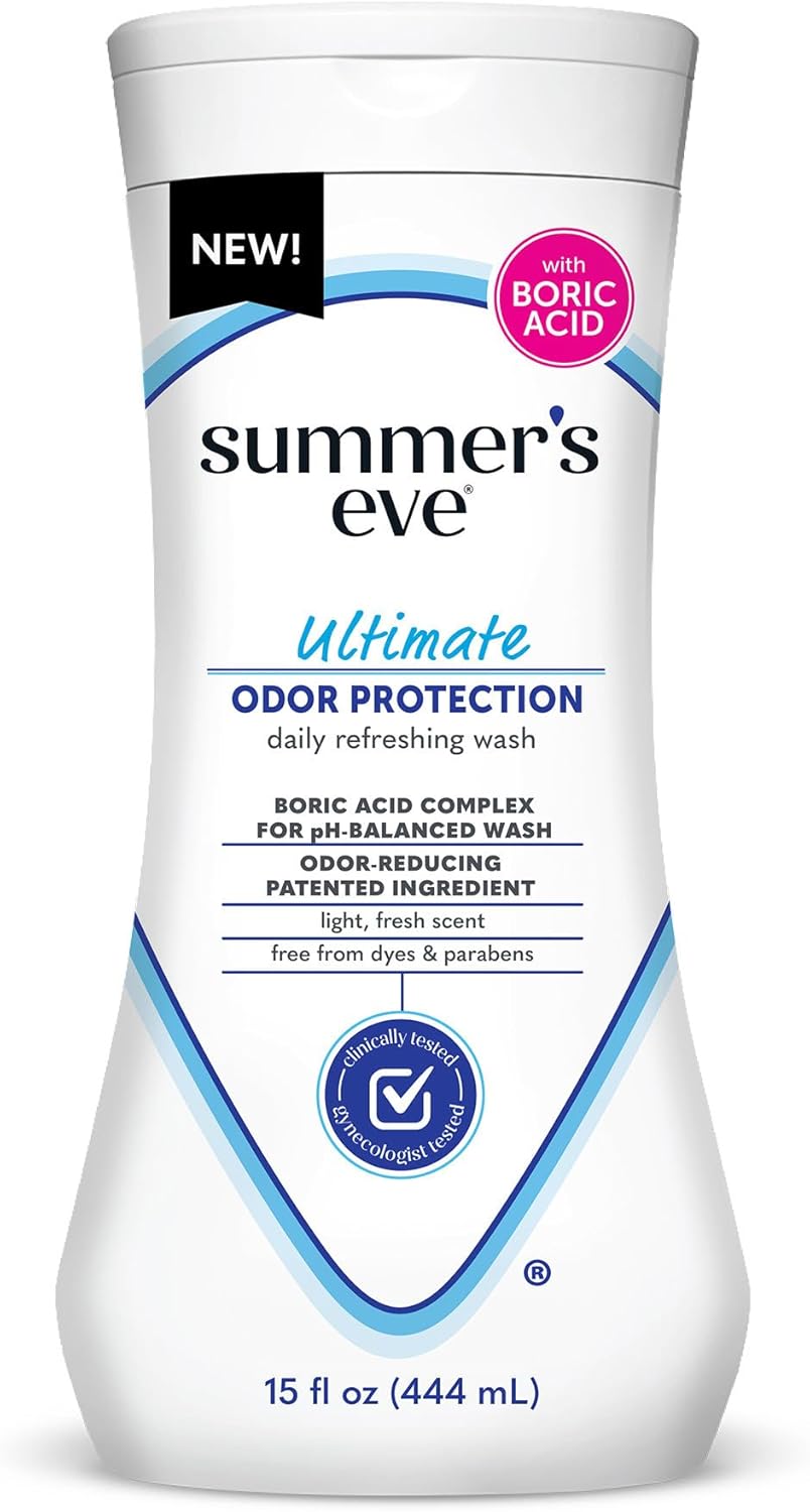 Summers Eve, Ultimate Odor Control, Feminine Body Wash with Boric Acid, Removes Odor, Feminine Wash with pH Balance, 15 Fl Oz